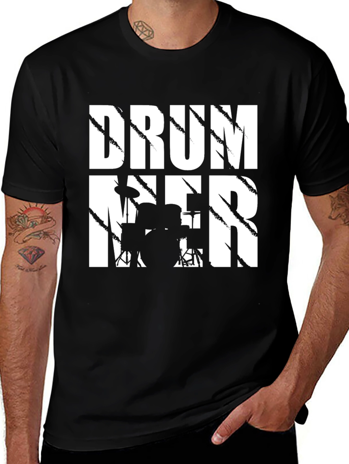 Drummer T-Shirt - Black Cotton Music Tee