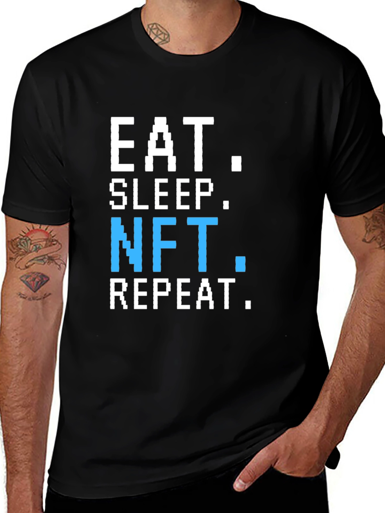 Variant 26 of Eat Sleep NFT Repeat Black Graphic Tee