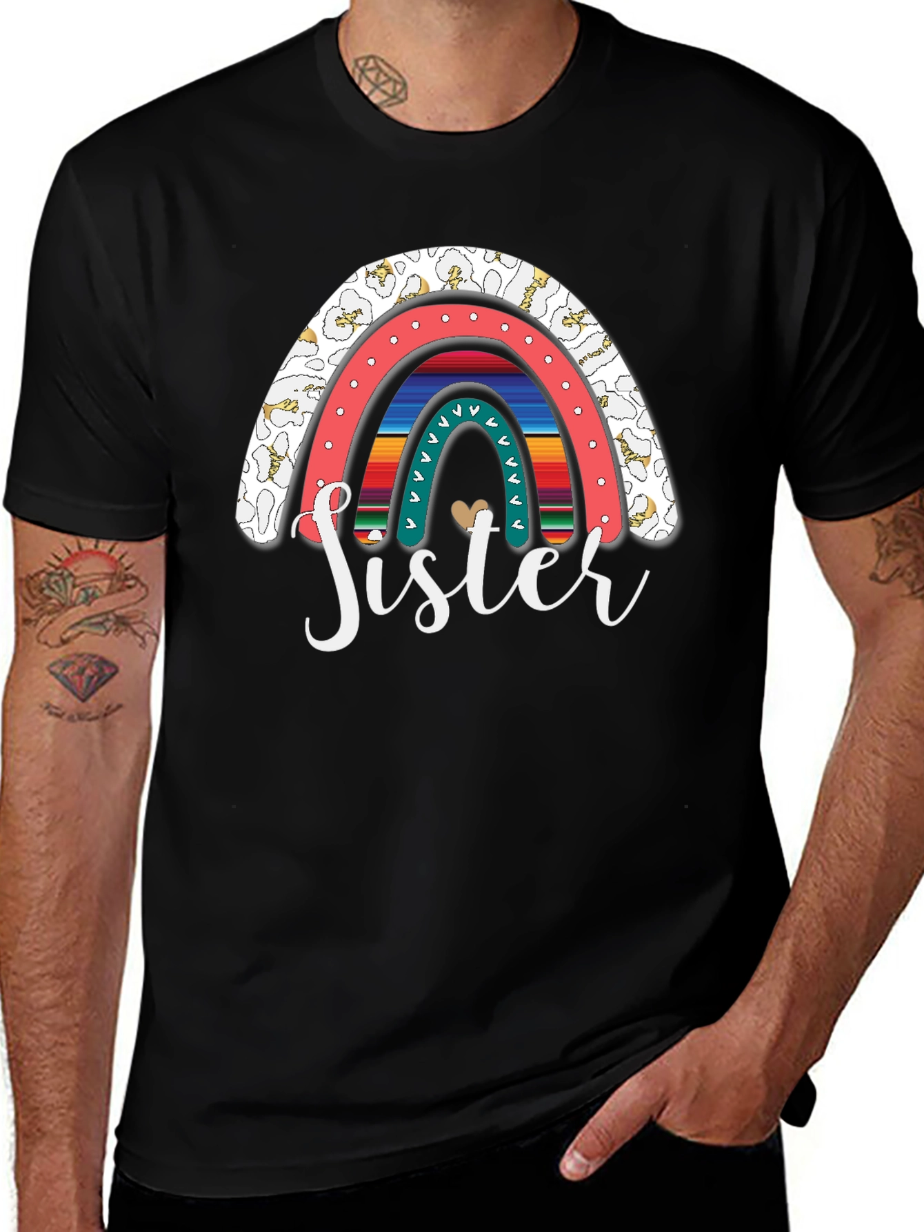 Variant 25 of Sister Rainbow Graphic Tee - Trendy Women's Shirt