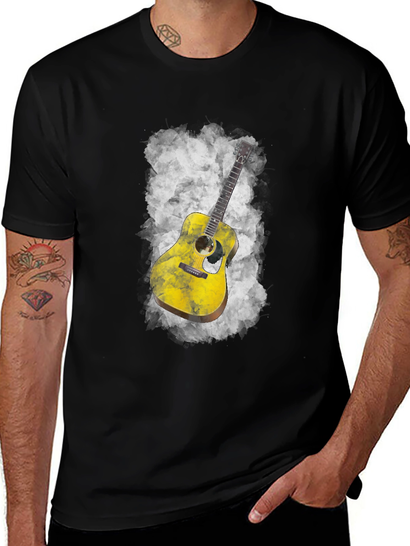 Variant 6 of Guitar Graphic Black T-Shirt