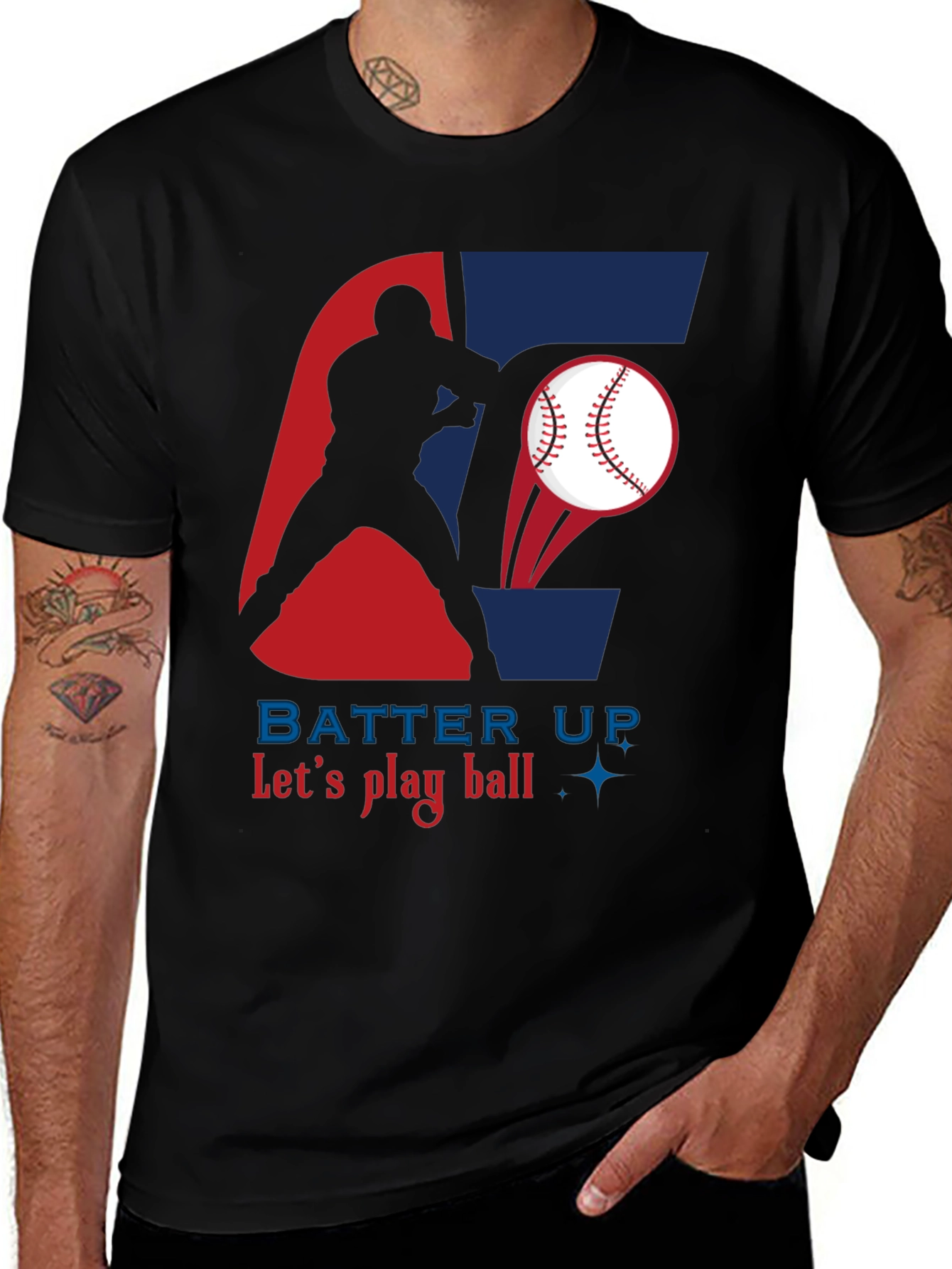 Variant 20 of Batter Up Baseball Graphic Tee - Black