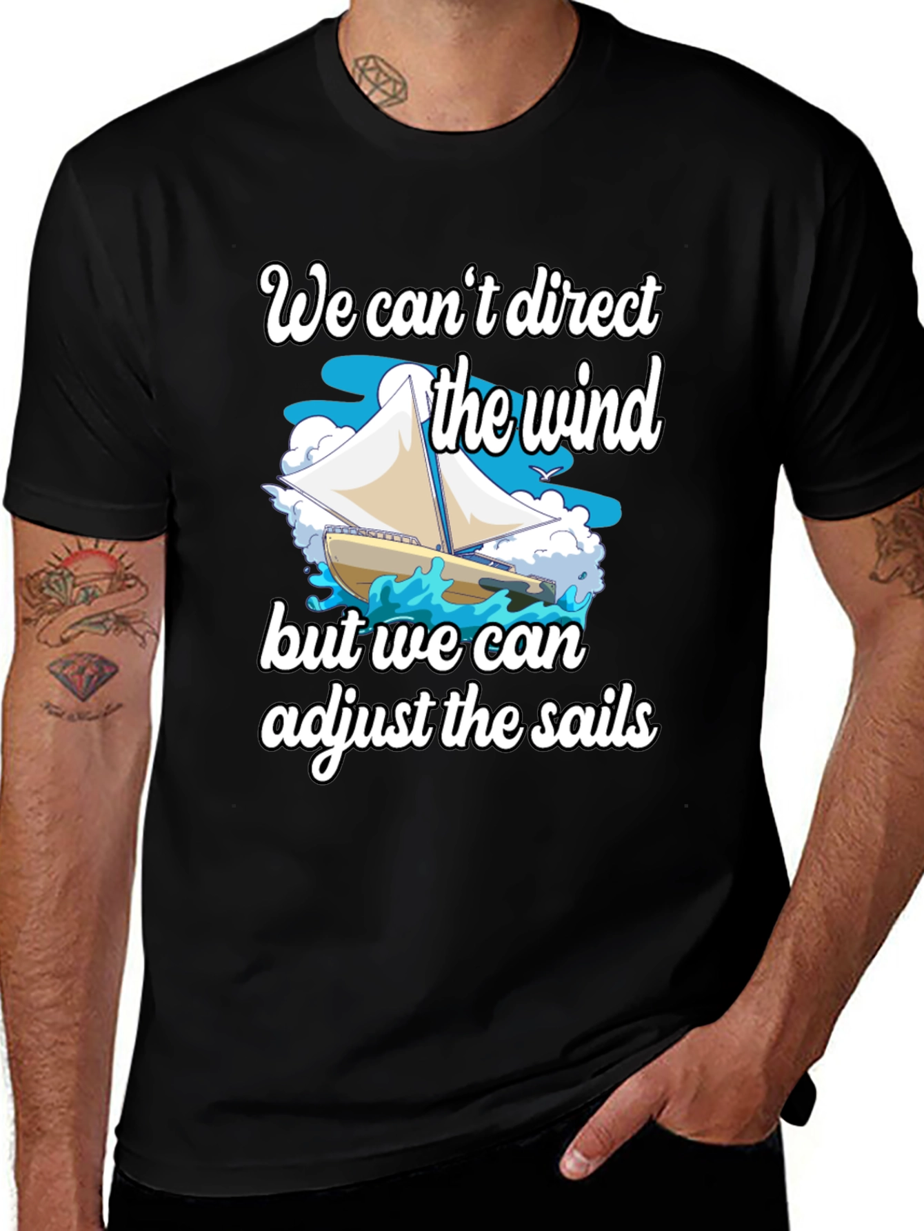 Black Sailboat T-Shirt: Adjust the Sails Graphic Tee main image