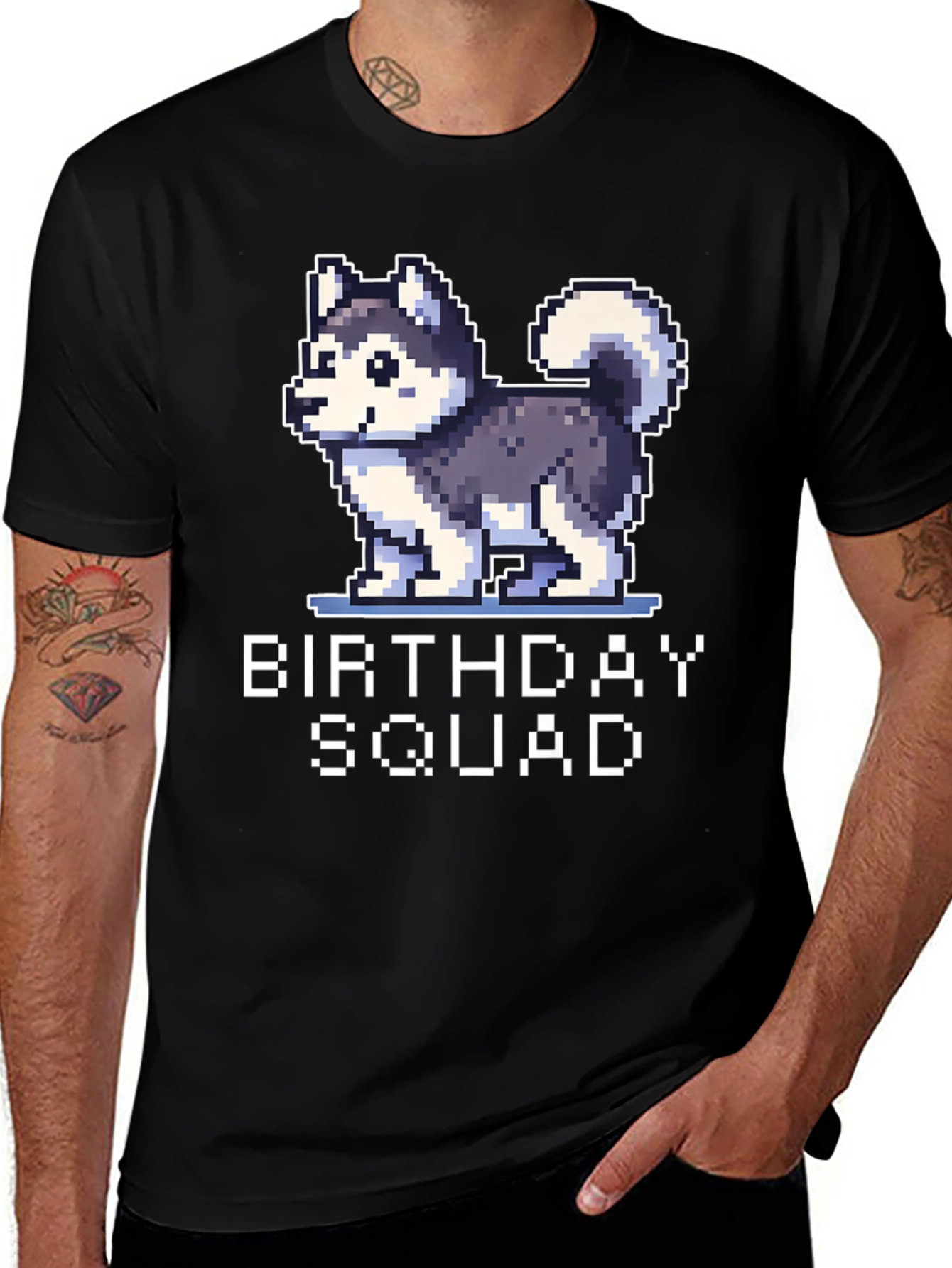 Variant 23 of Birthday Squad Husky Pixel Art T-Shirt