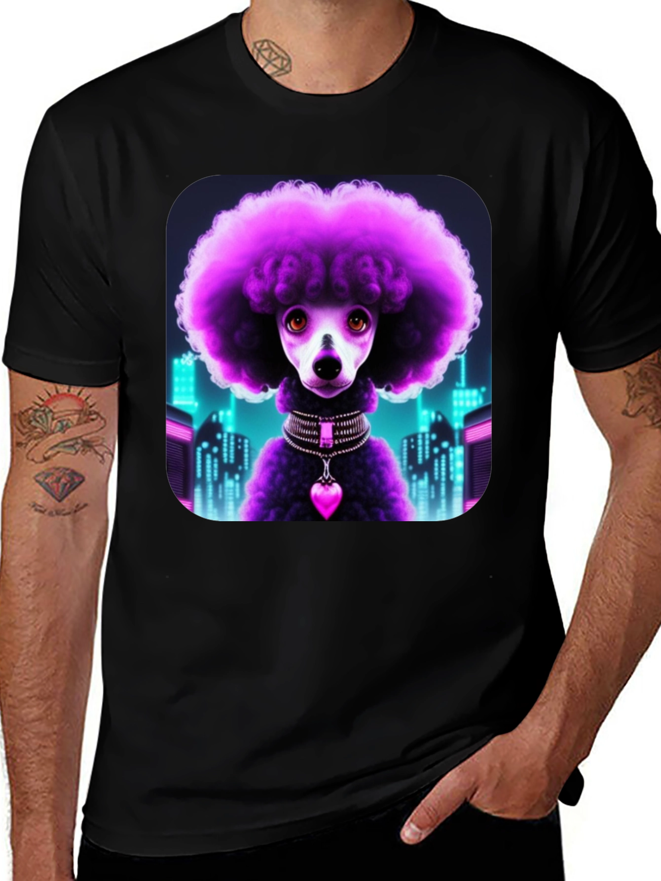 Poodle T-Shirt, Cyberpunk Dog Tee