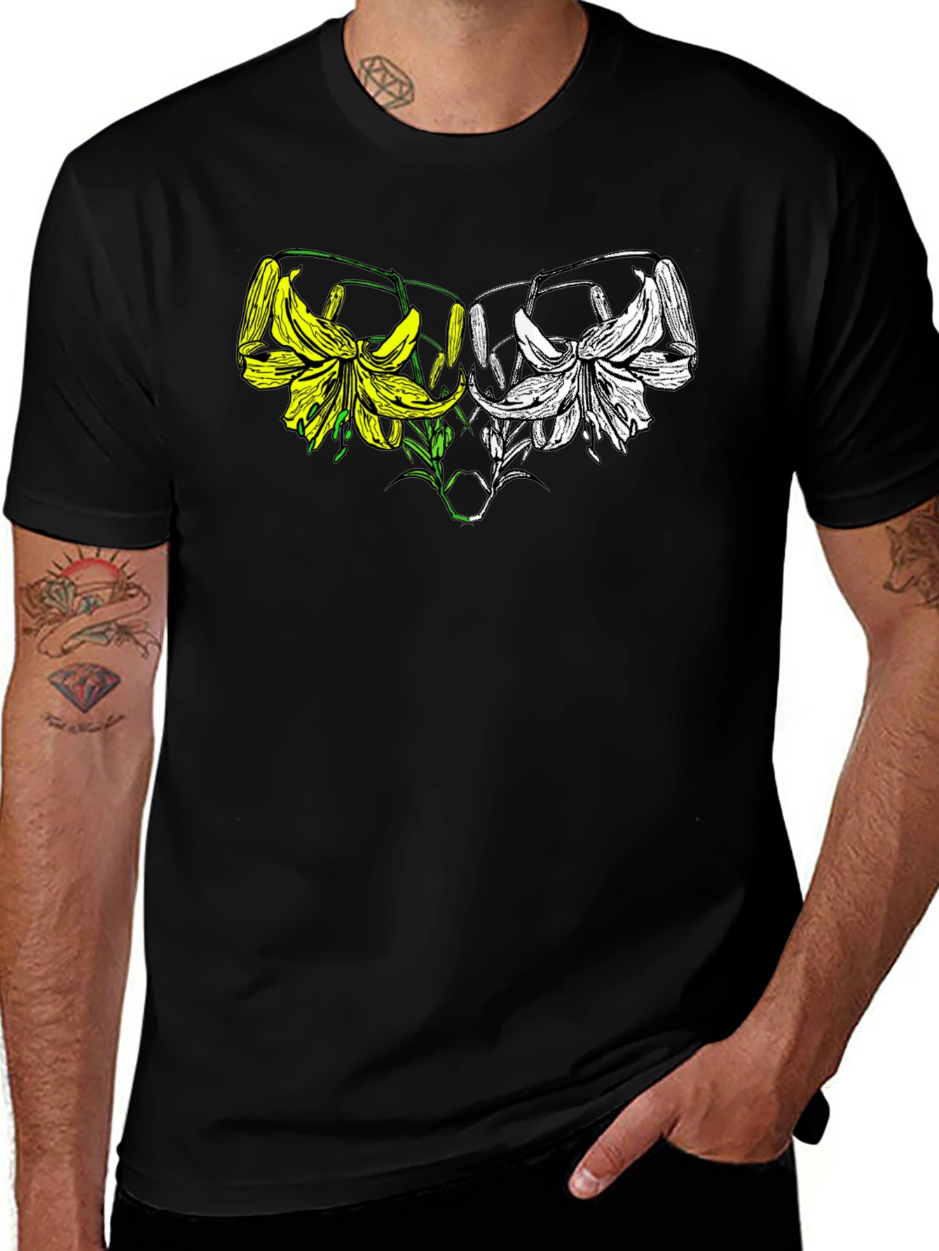 Variant 17 of Floral Graphic Black T-Shirt