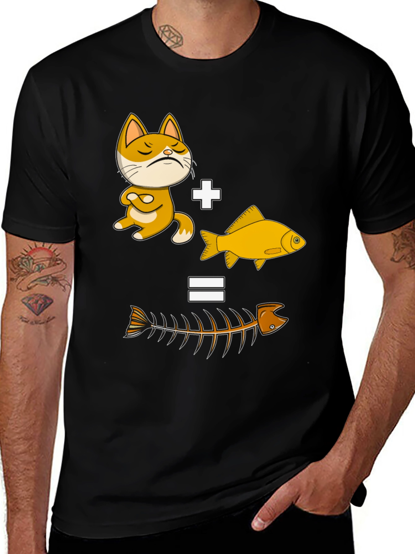Variant 16 of Cat + Fish = Fish Bones T-Shirt