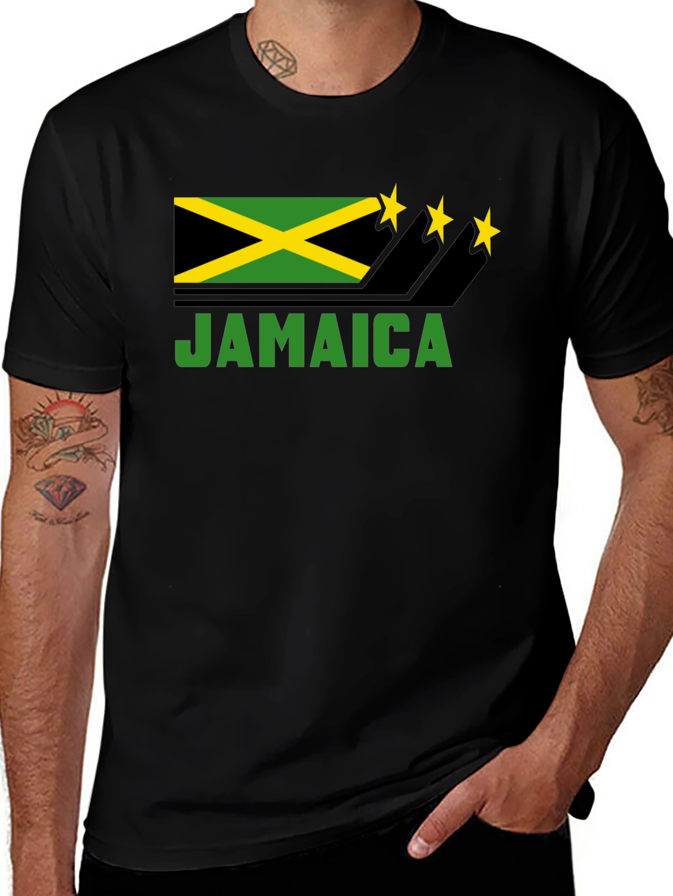 Jamaica Flag T-Shirt - Black Graphic Tee