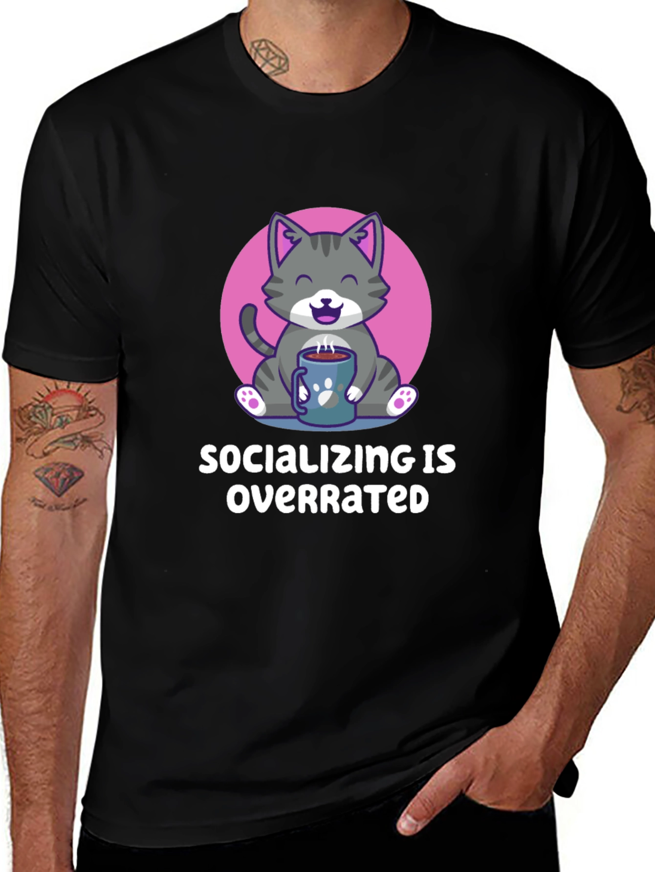 Socializing Is Overrated Cat T-Shirt
