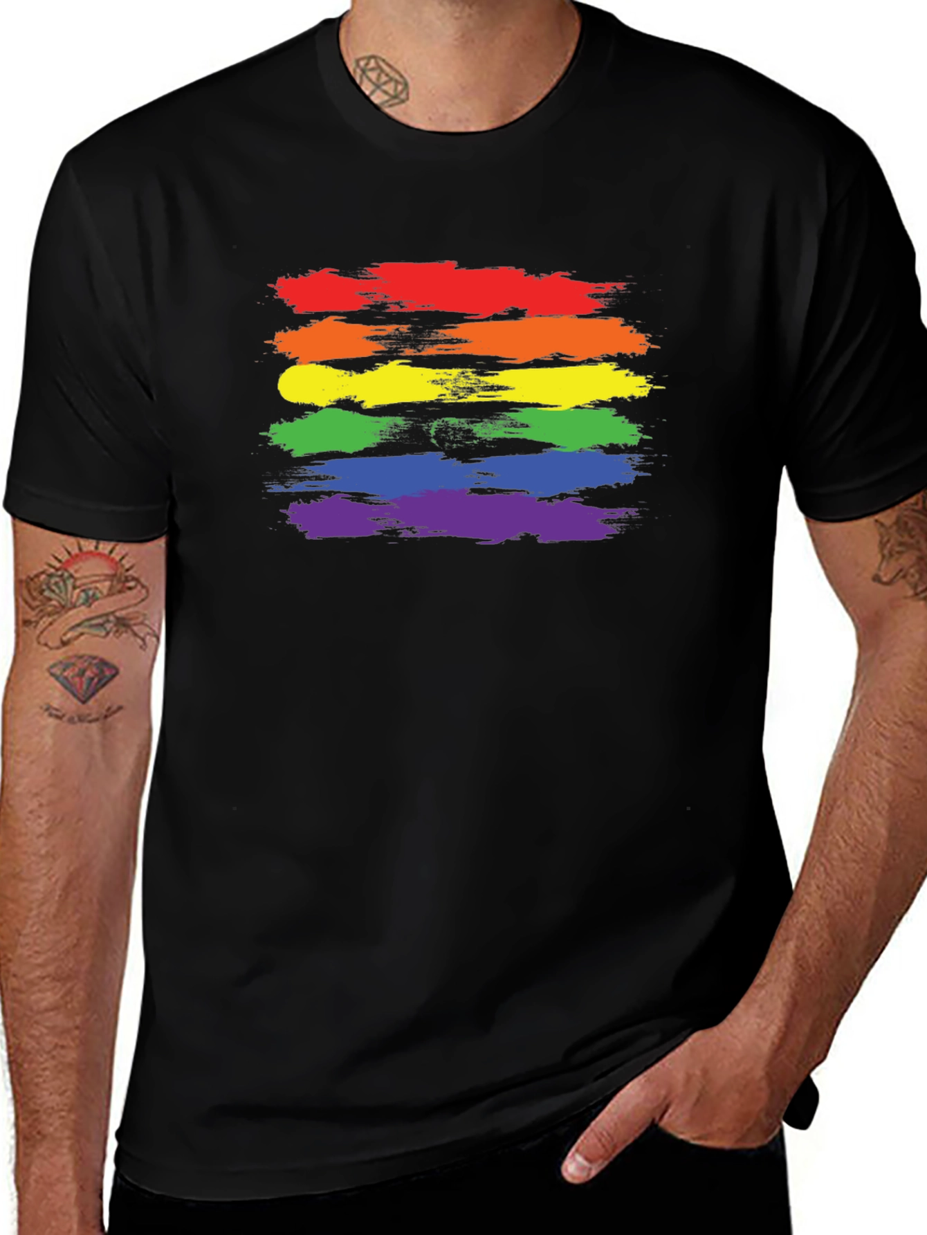 LGBT Pride T-Shirt - Rainbow Brush Strokes