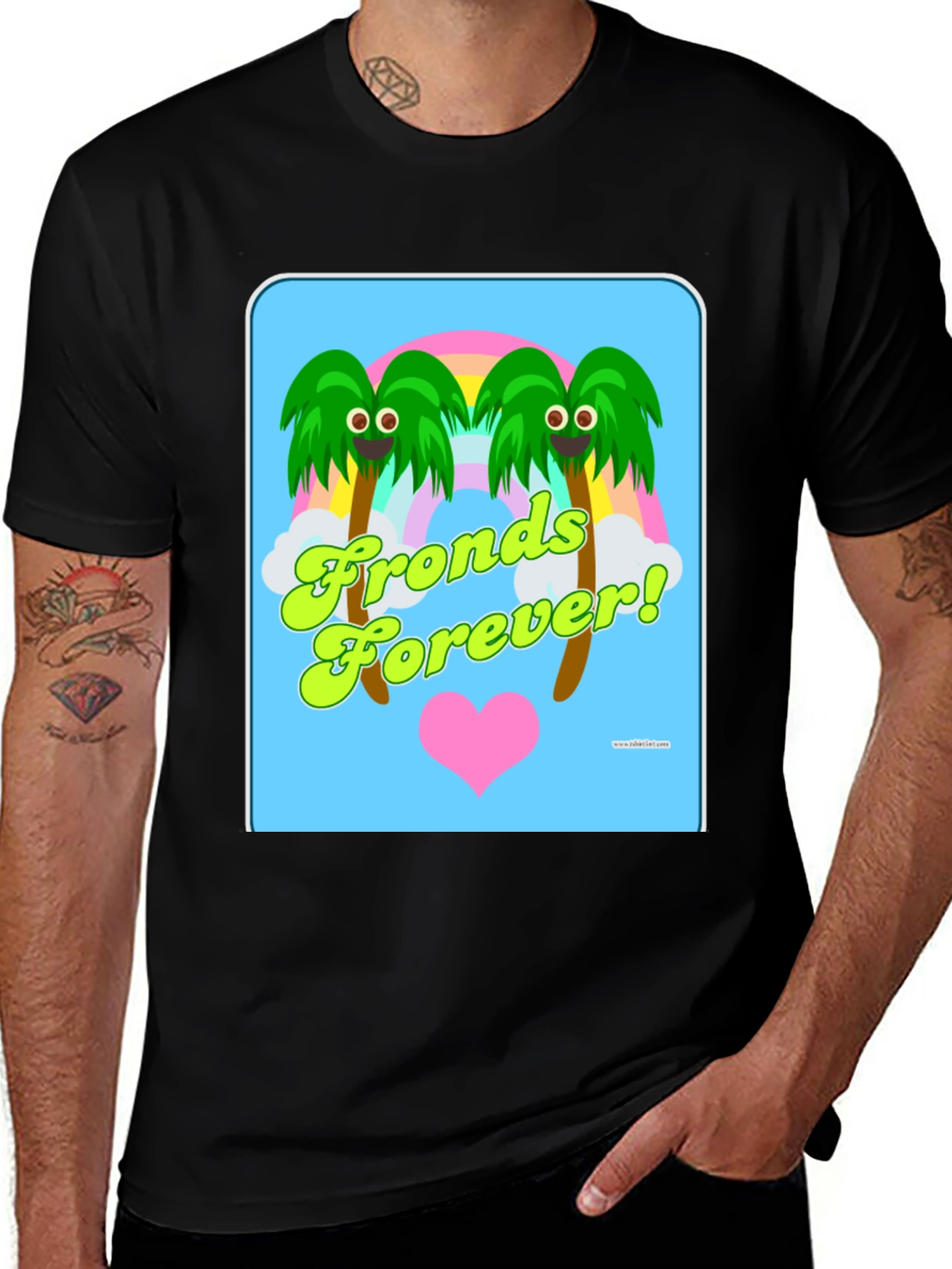 Variant 7 of Fronds Forever! Black Cotton Graphic T-Shirt