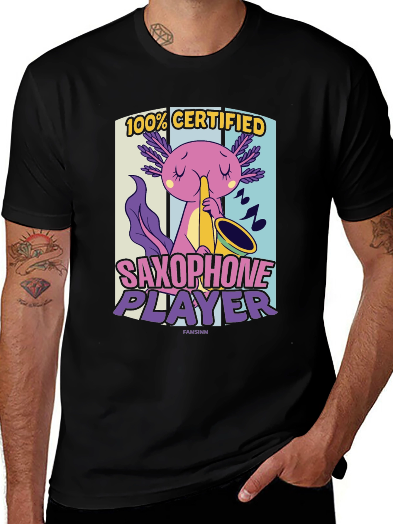 Variant 17 of Axolotl Saxophone Player Graphic Tee