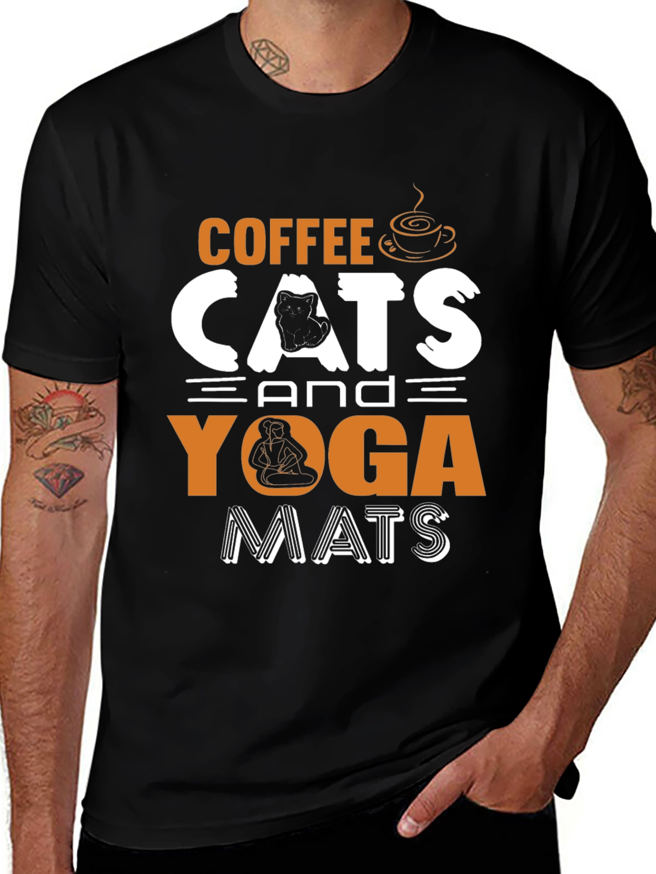 Variant 15 of Coffee Cats Yoga Mats Graphic T-Shirt