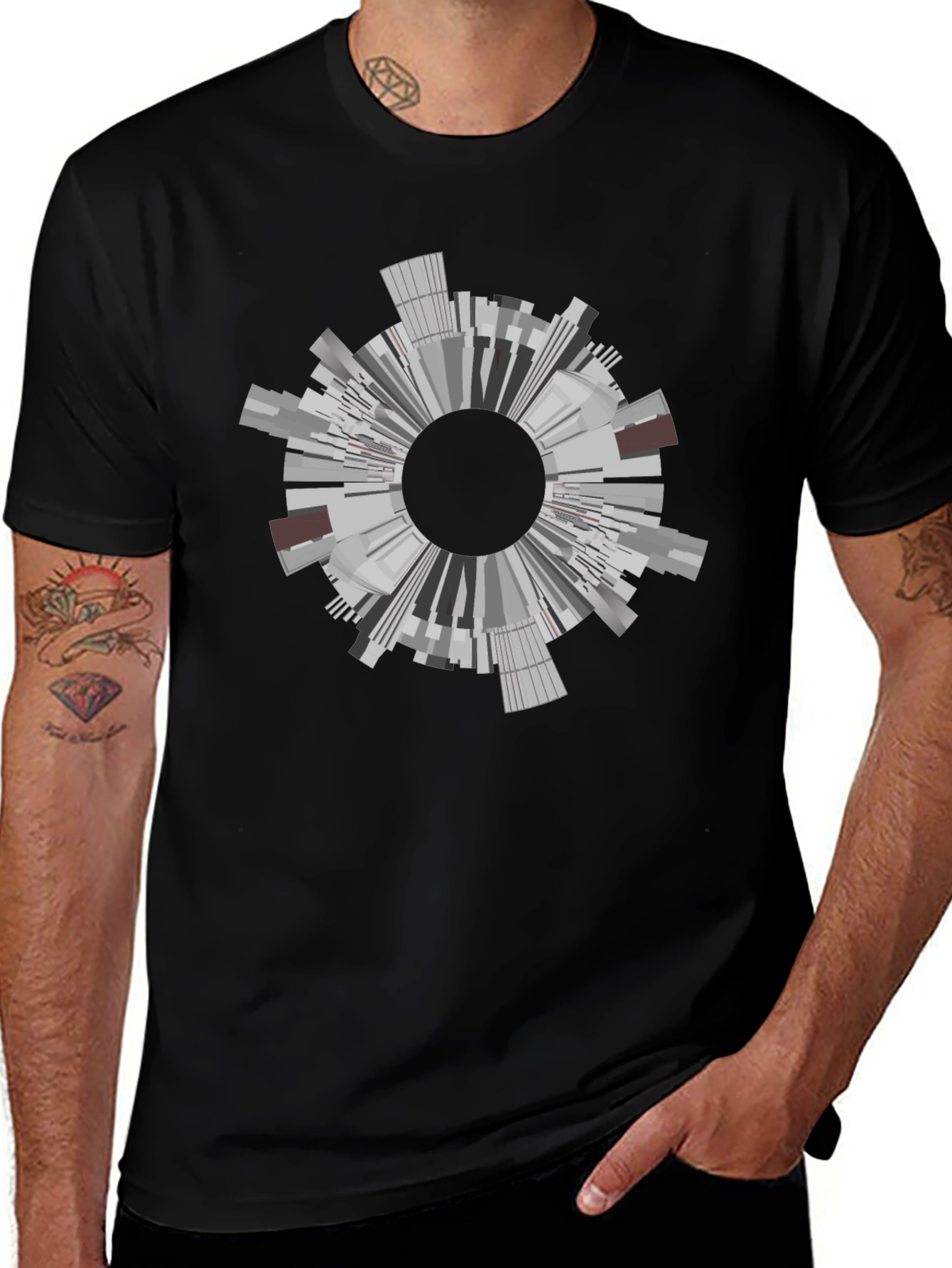 Abstract Cityscape Graphic Tee - Modern Style