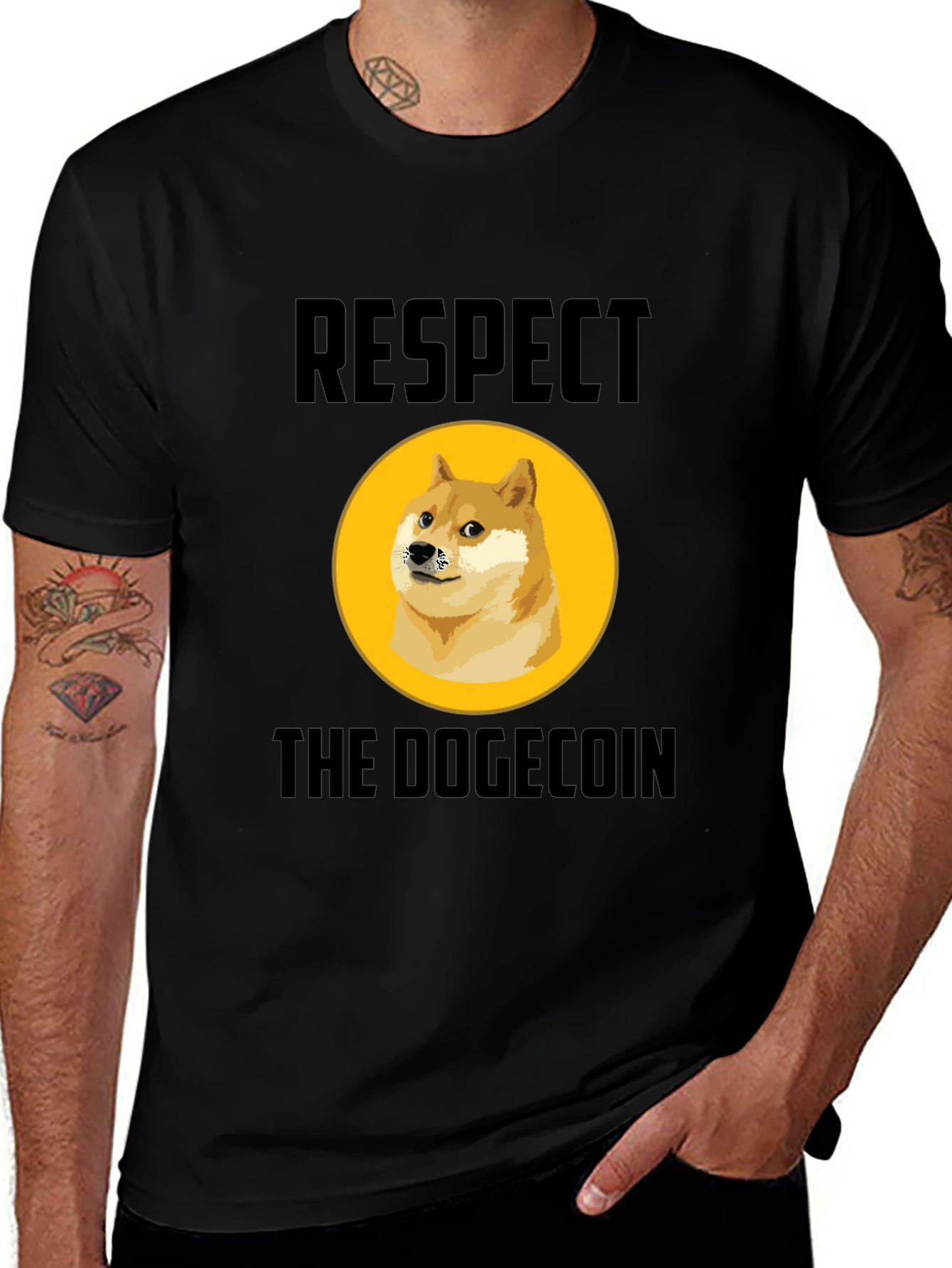 Variant 5 of Respect the Dogecoin T-Shirt - Crypto Meme Tee