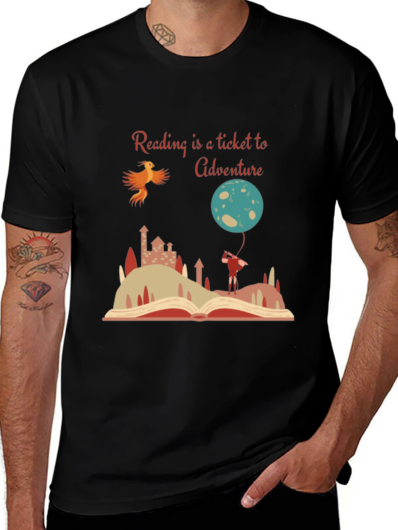 Black Reading Adventure Tee - Book Lover's T-Shirt main image