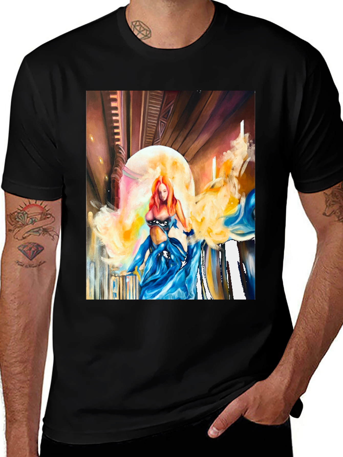 Variant 4 of Artistic Woman Print Black T-Shirt