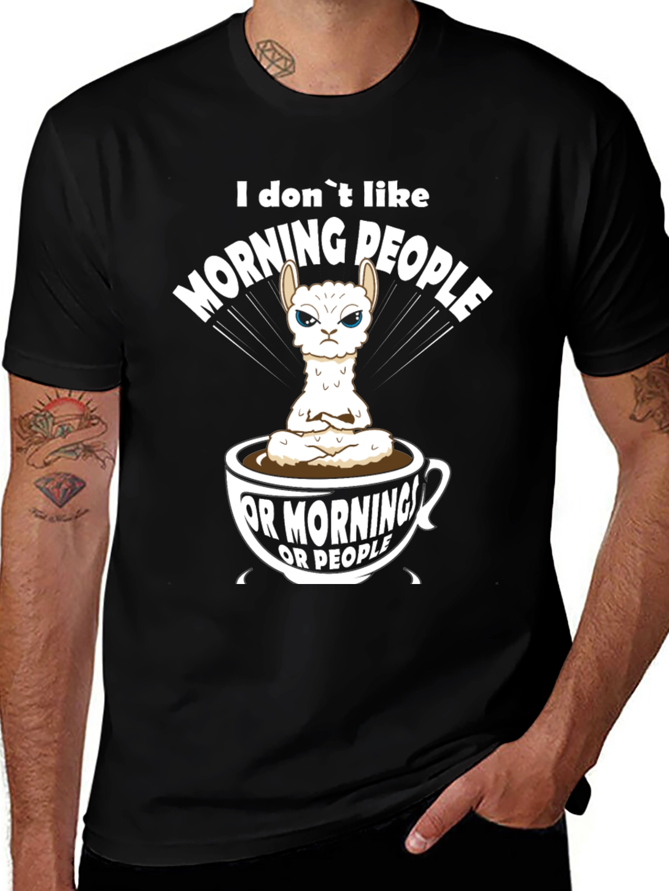 Variant 17 of Funny Llama "I Don't Like Morning People" T-Shirt