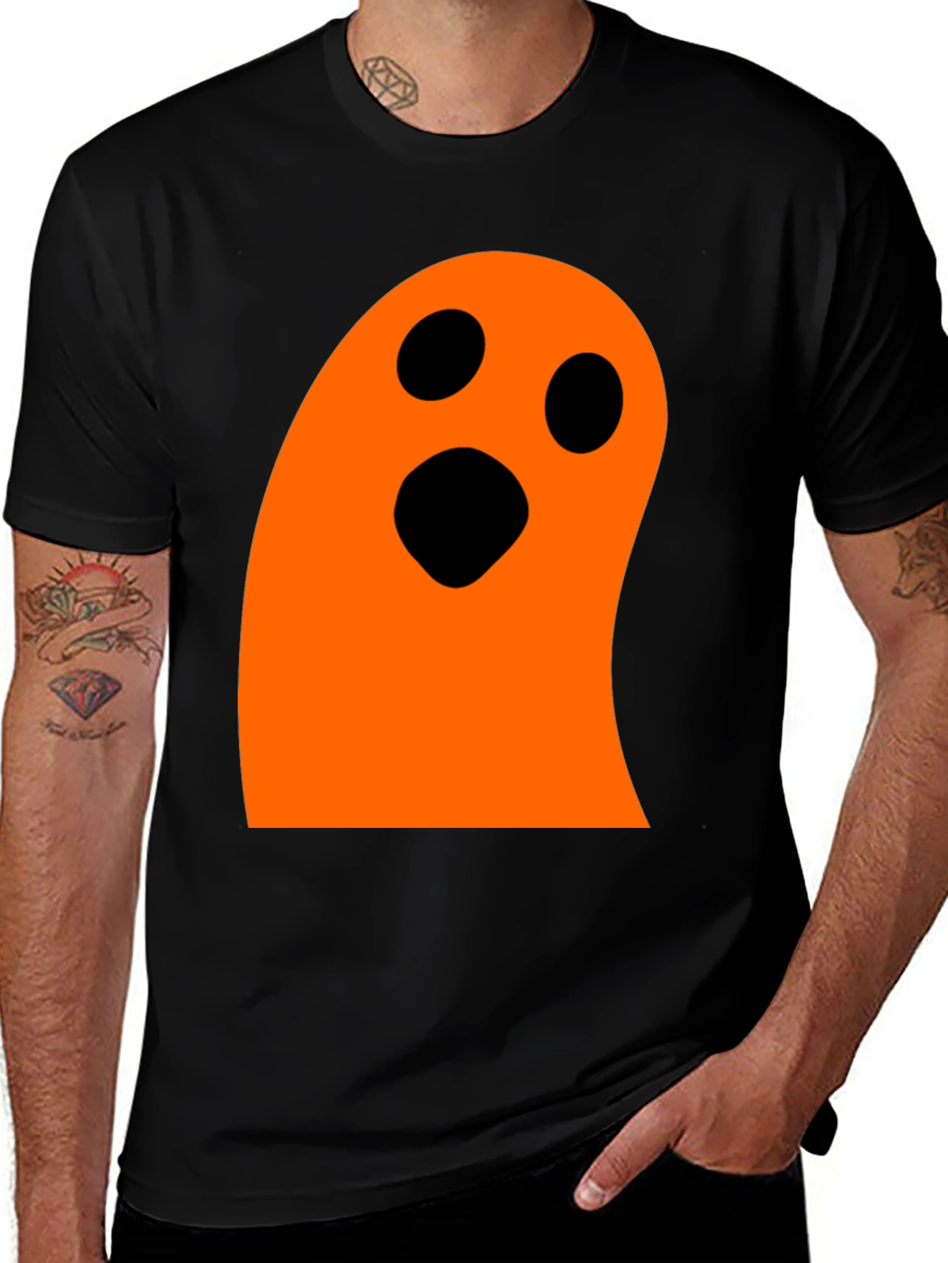 Halloween Ghost Graphic Tee - Black Spooky Shirt