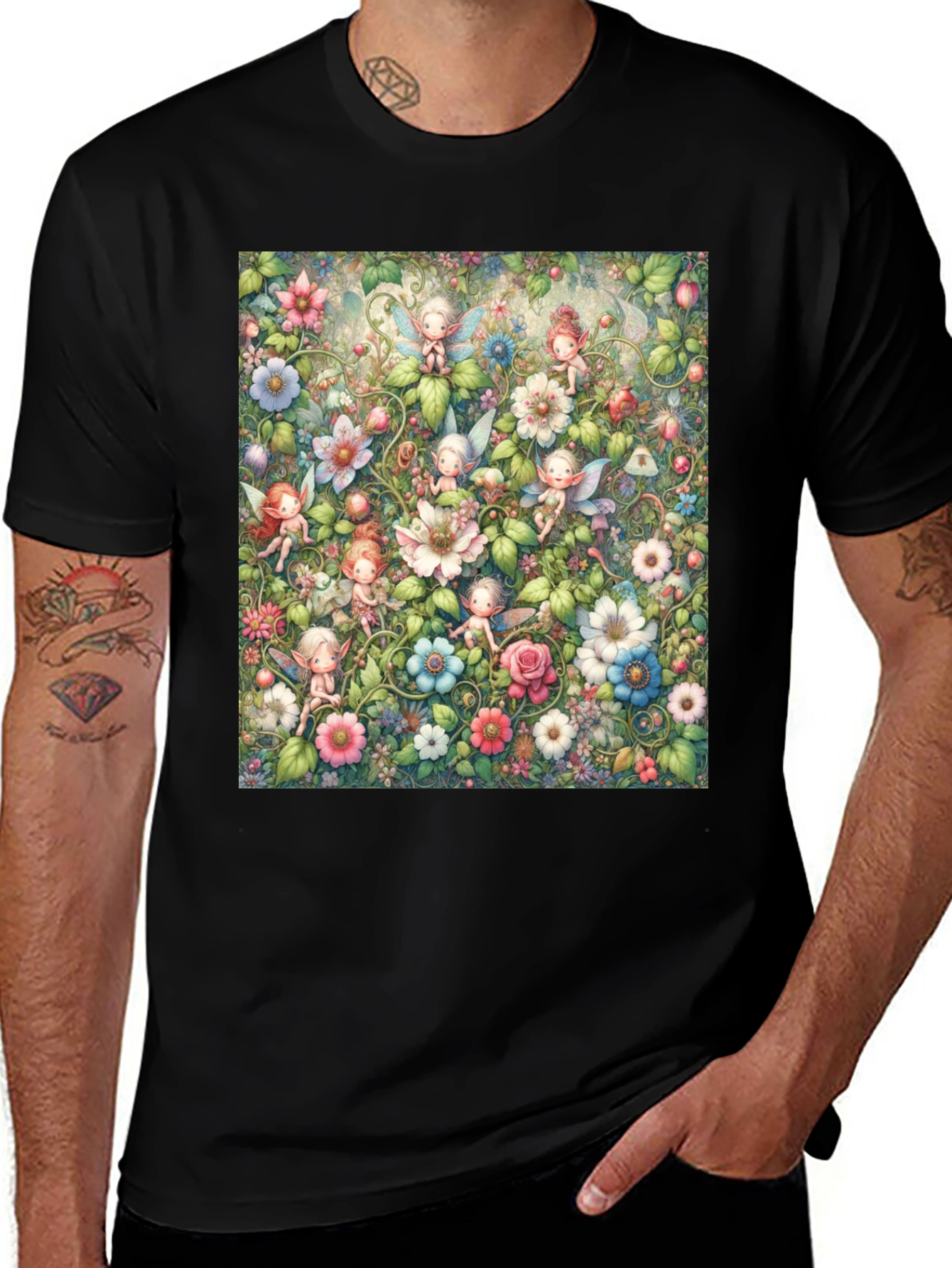 Variant 20 of Fairy Garden T-Shirt - Whimsical Floral Design