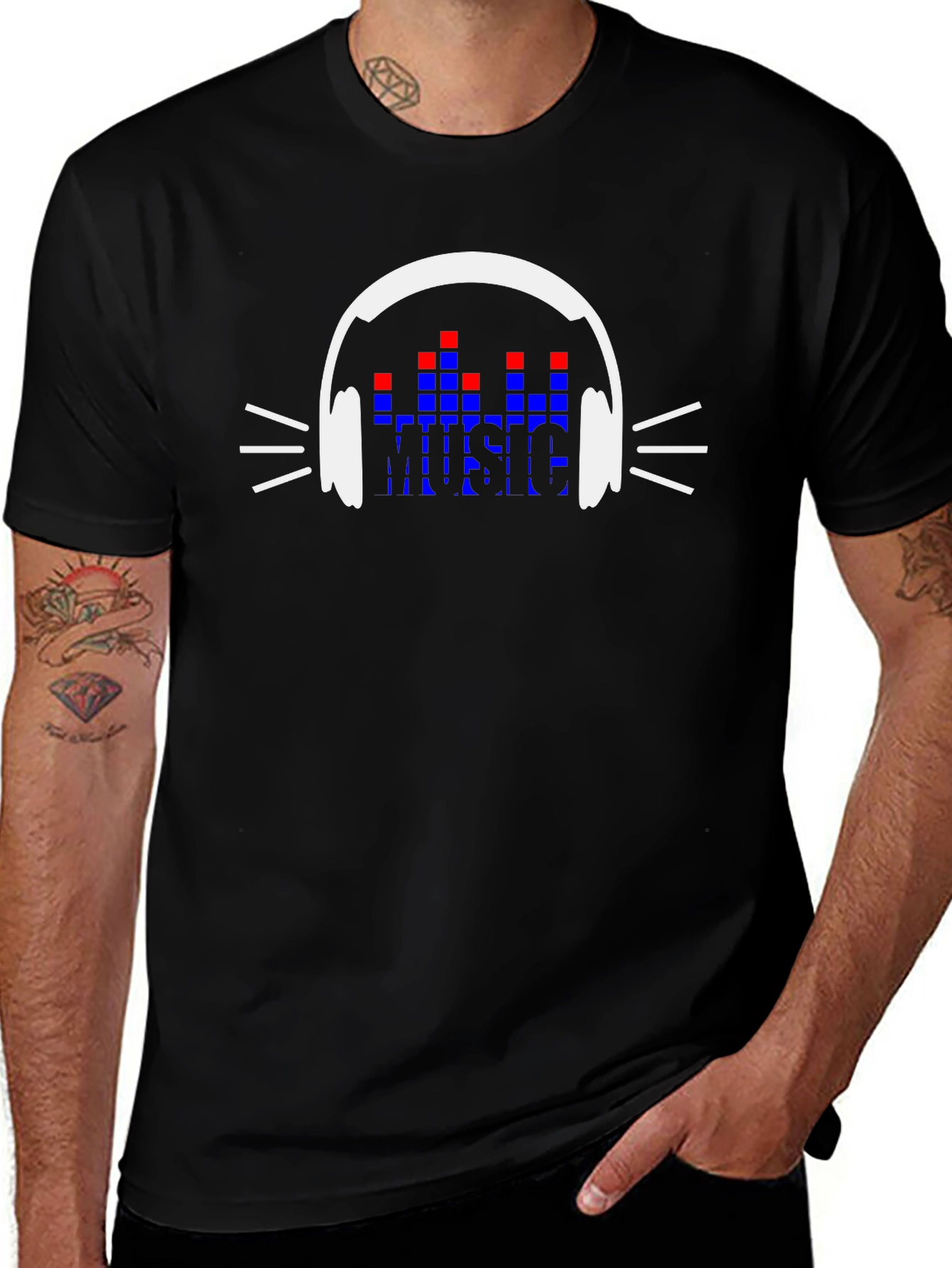 Variant 24 of Music Headphone Graphic Tee - Black