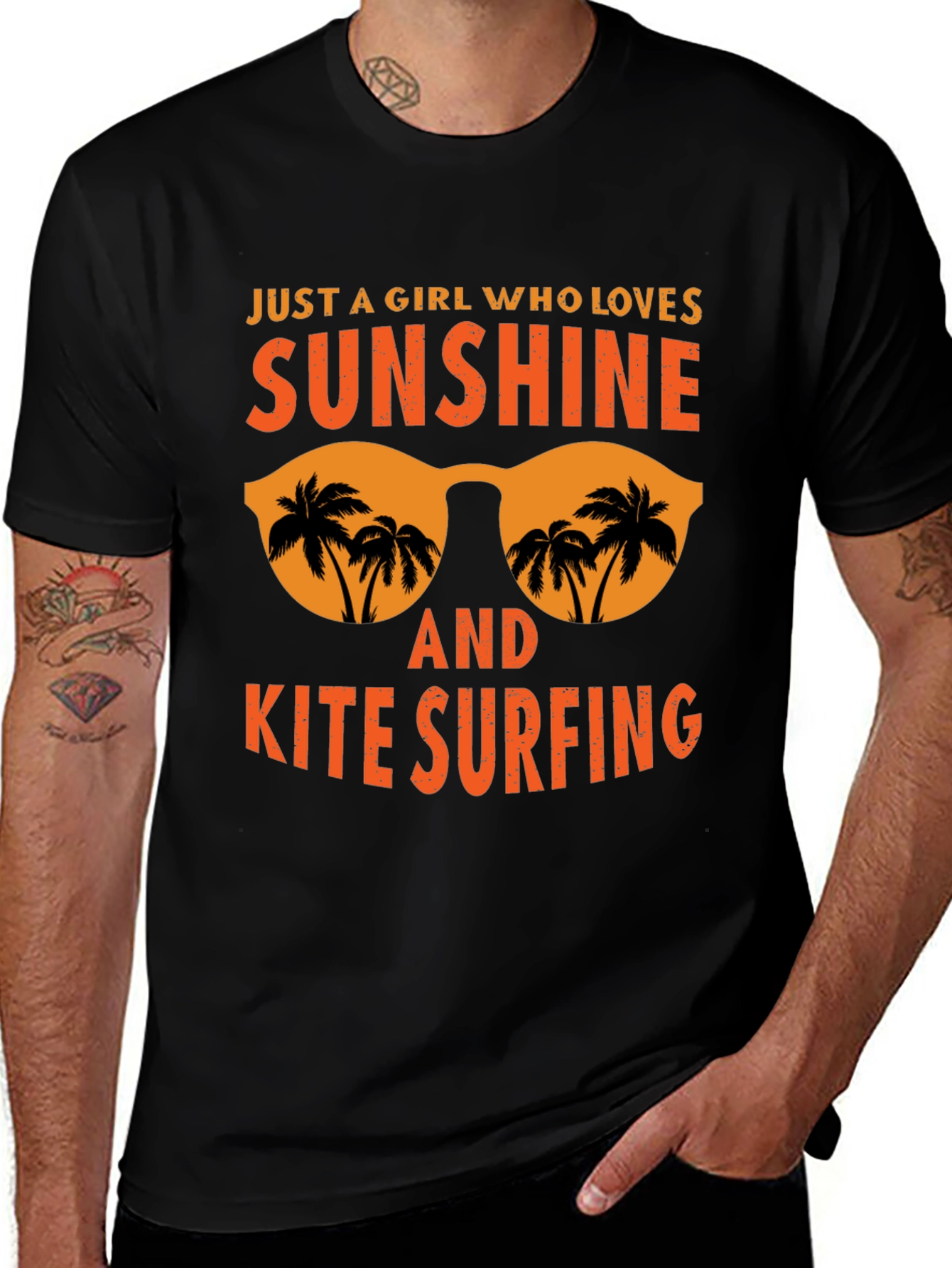 Variant 13 of Sunshine & Kitesurfing Graphic Tee - Beach Lover Shirt