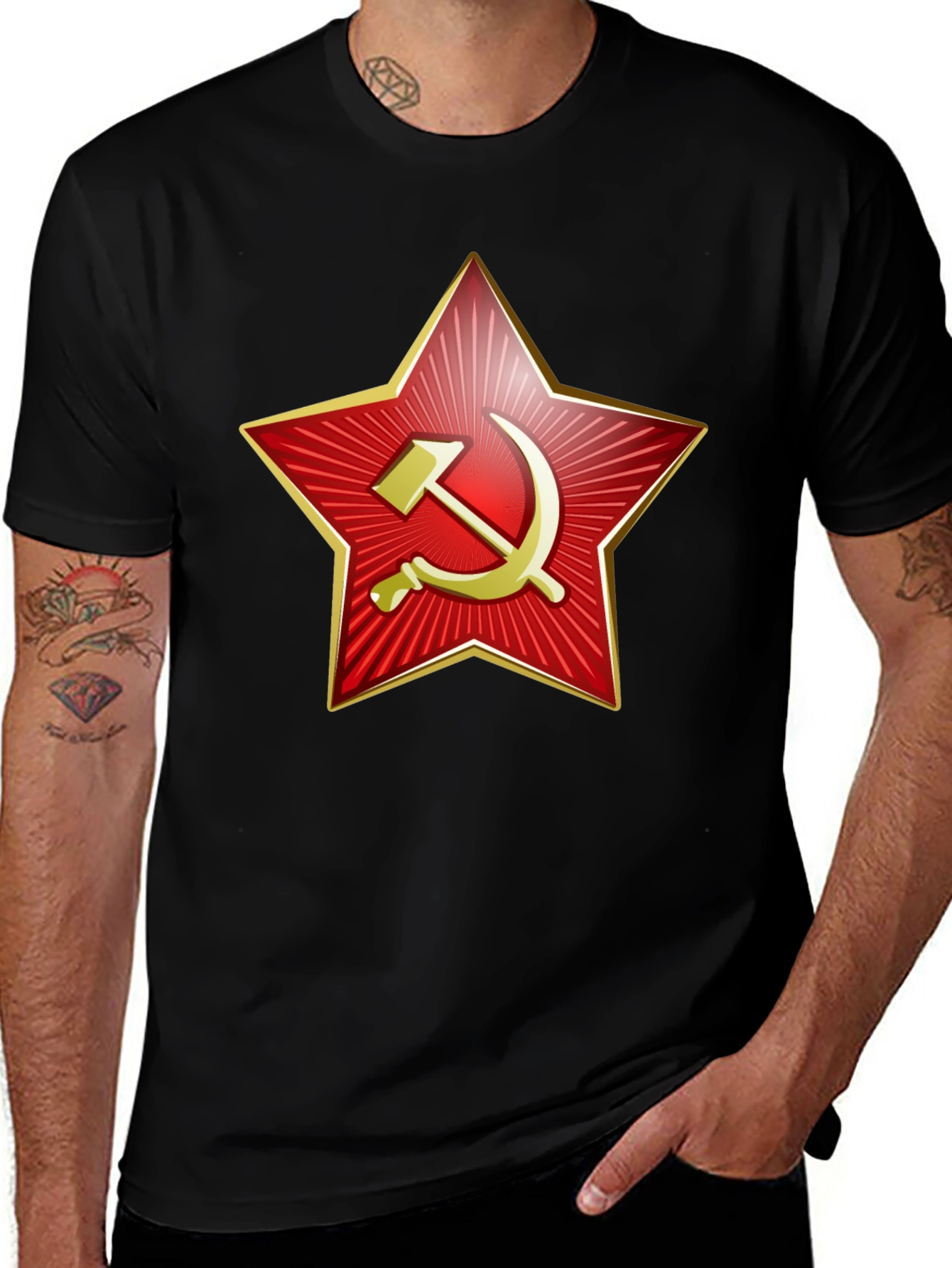 Variant 4 of Red Star Hammer Sickle Graphic Tee - Communism