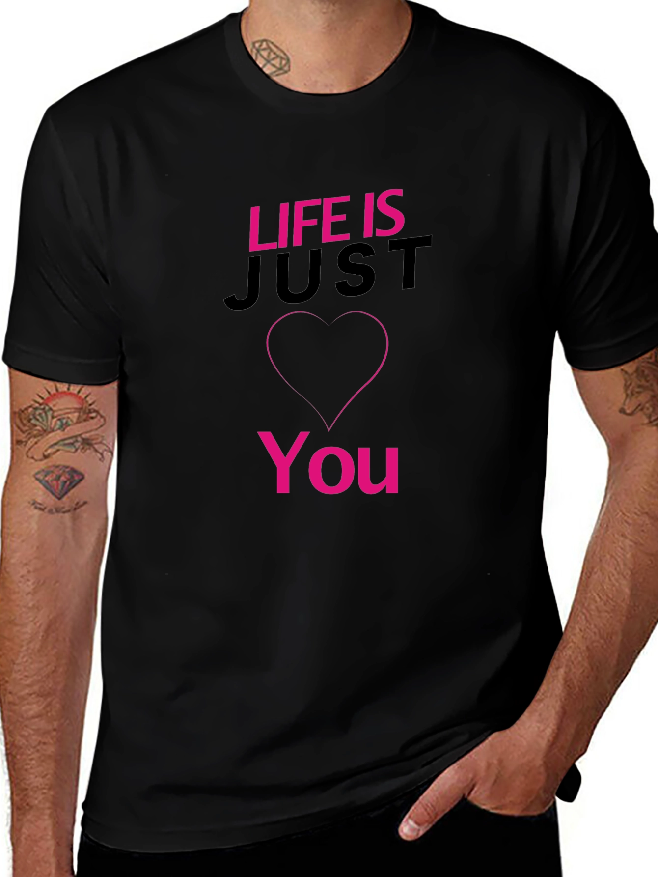 Variant 26 of Life Is Just You Graphic Tee - Stylish Black T-Shirt