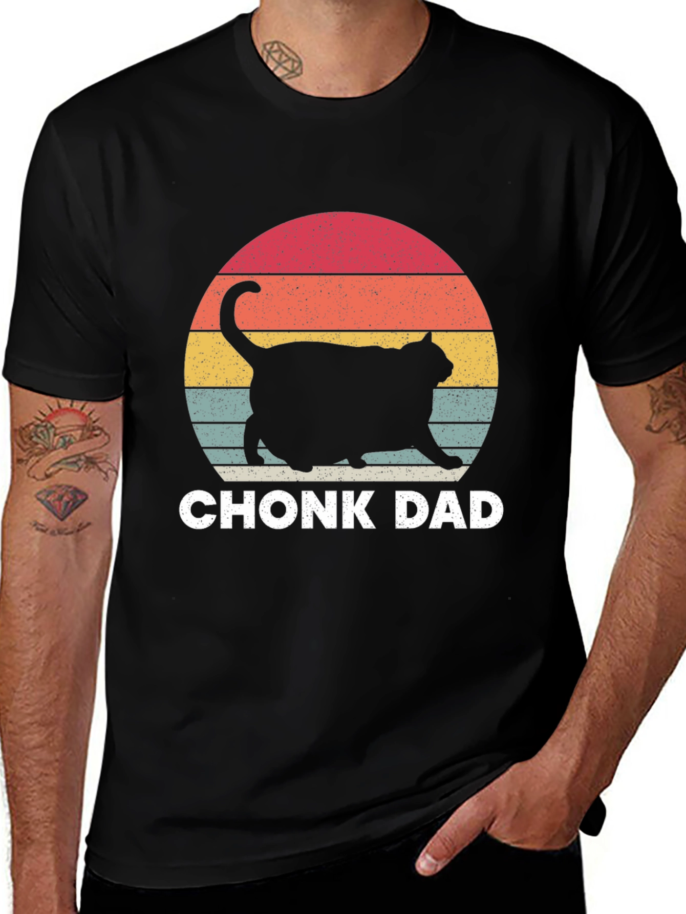 Variant 12 of Chonk Dad Black T-Shirt Cat Lover Gift