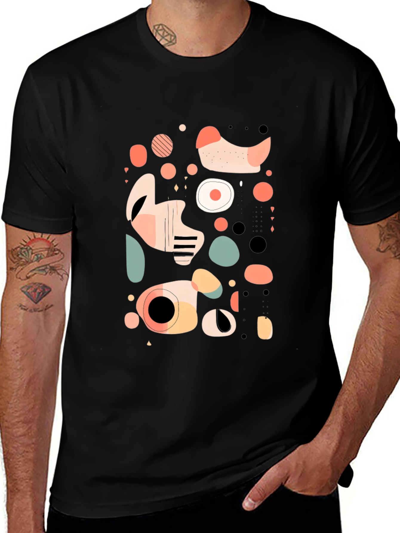 Variant 7 of Abstract Graphic Print Black T-Shirt