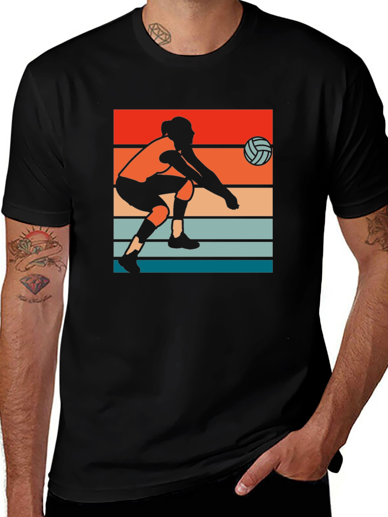 Variant 10 of Volleyball Silhouette Graphic Tee - Retro Style T-Shirt