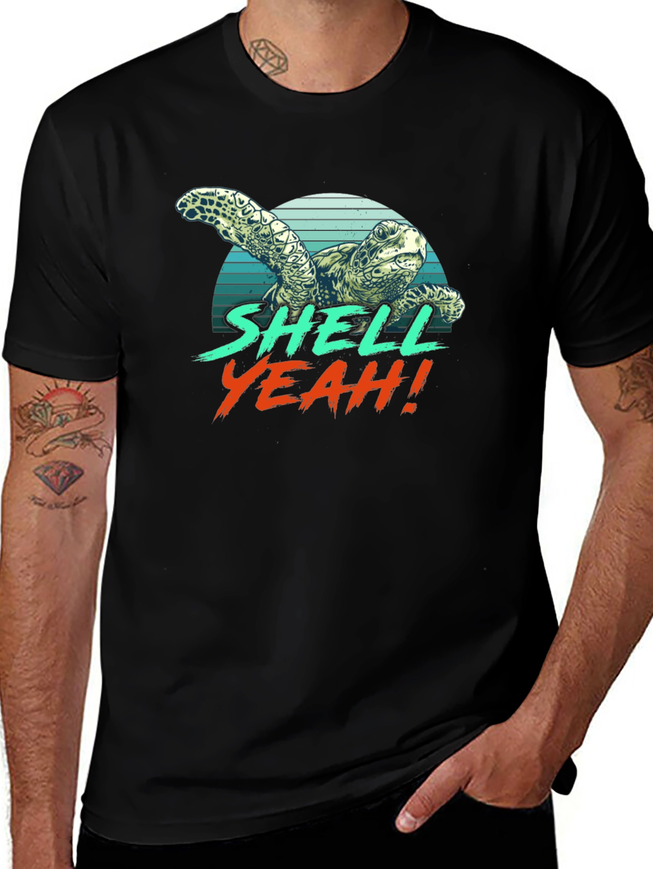 Variant 8 of Shell Yeah! Turtle Graphic Black T-Shirt