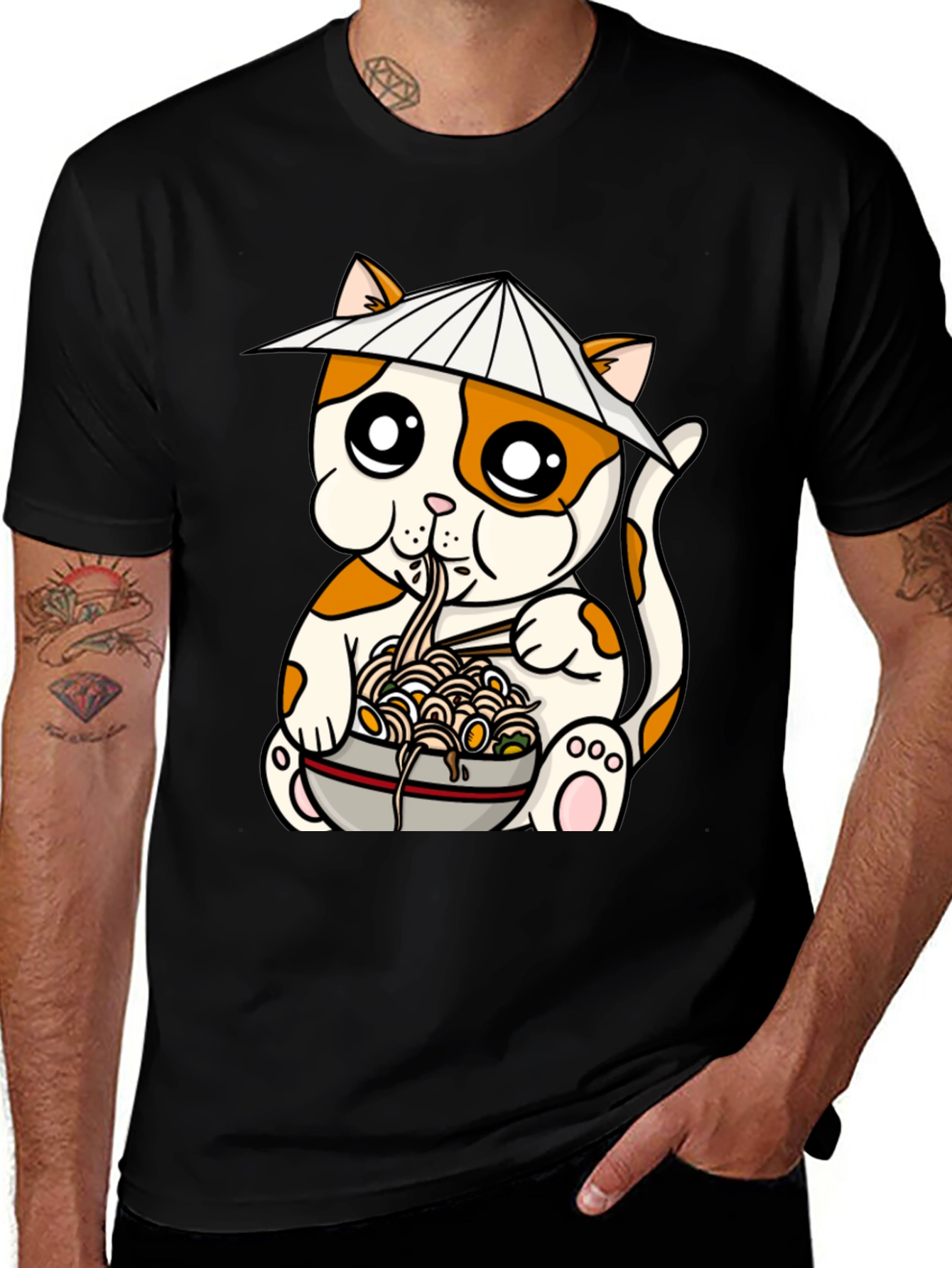 Variant 25 of Cat Ramen T-Shirt: Cute Japanese Anime Style