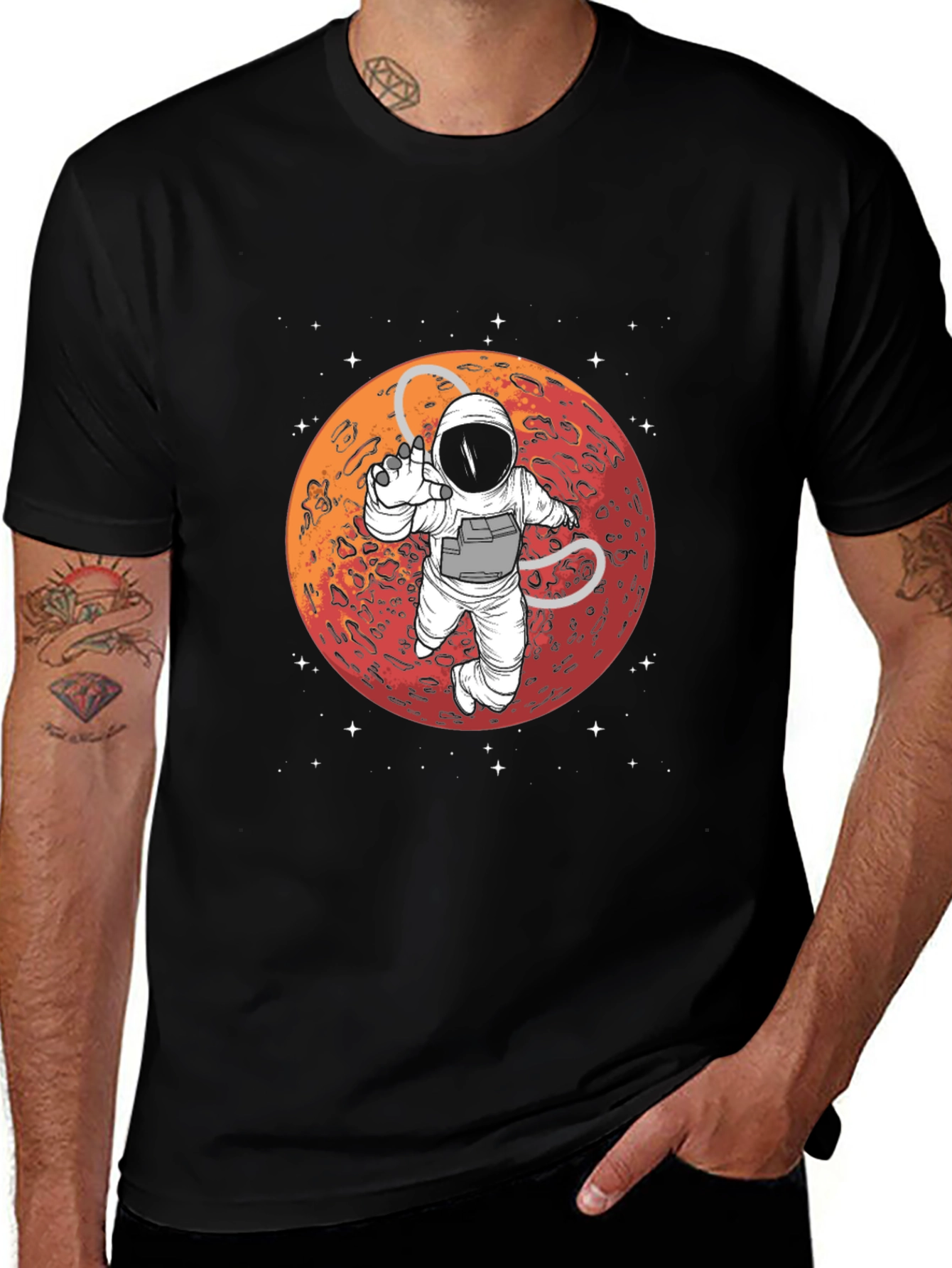 Astronaut in Space Graphic T-Shirt - Martian Red