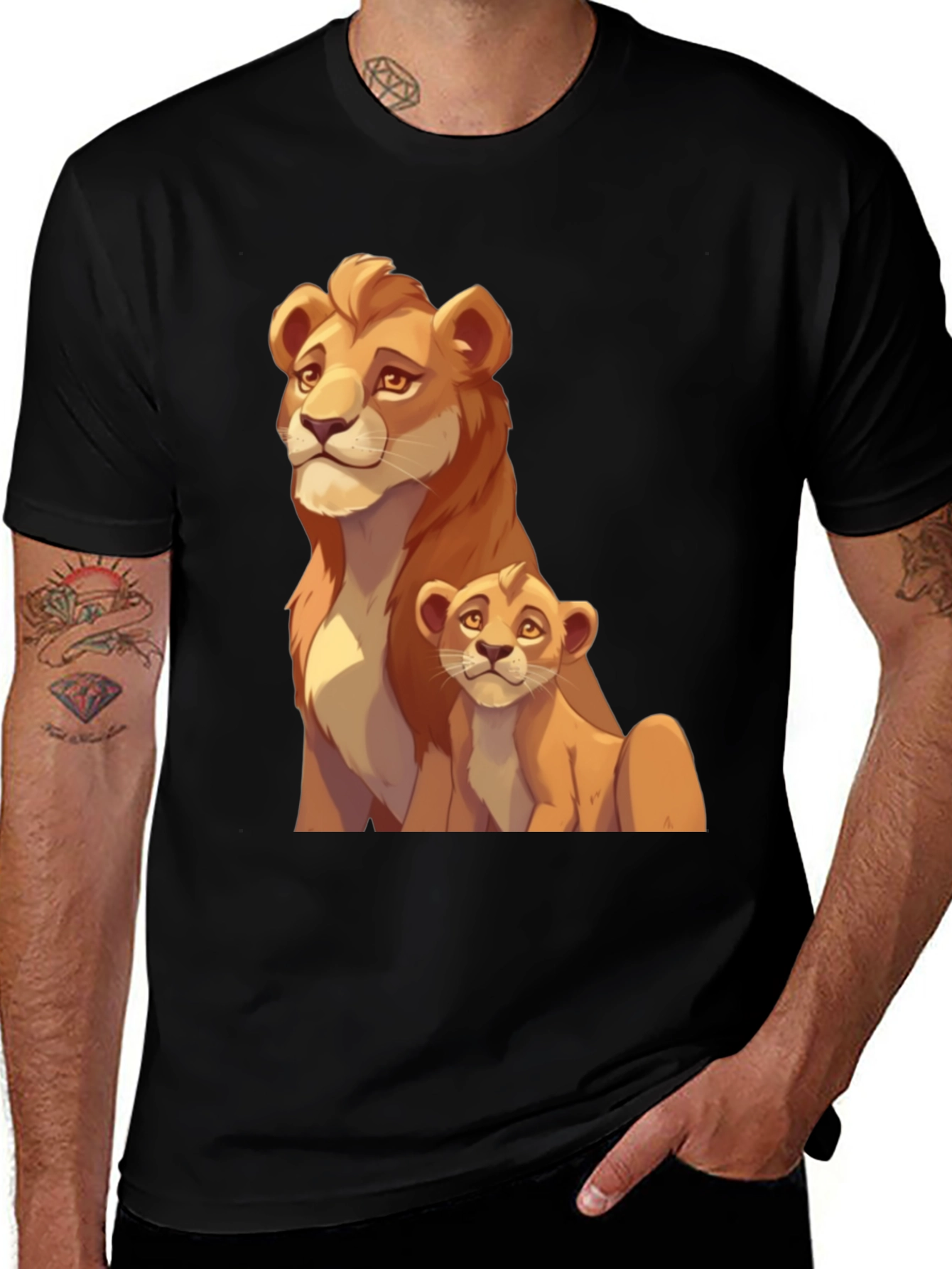 Lion King Graphic Tee - Simba and Nala Black T-Shirt