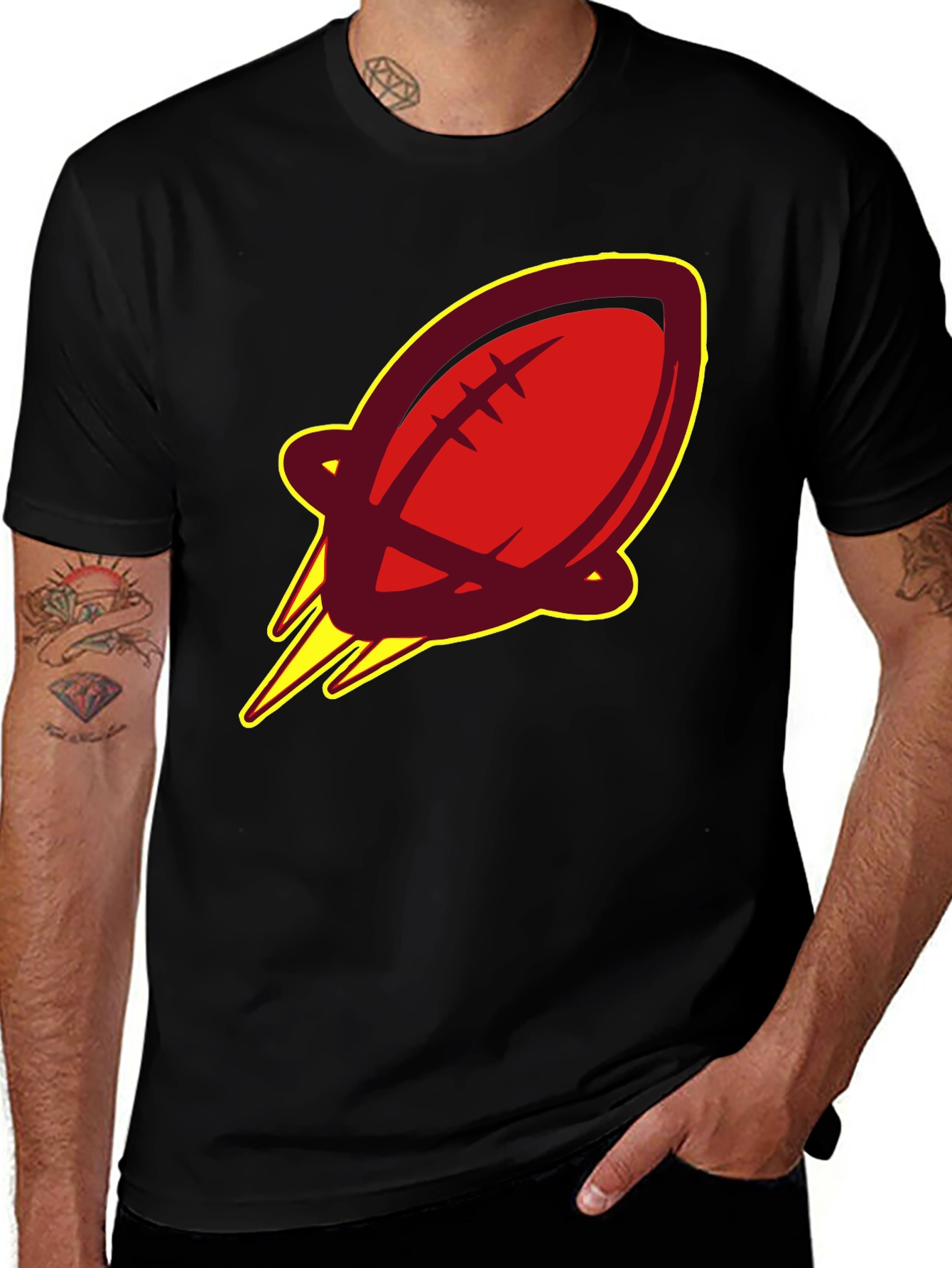 Variant 26 of Flying Football Graphic Tee - Black