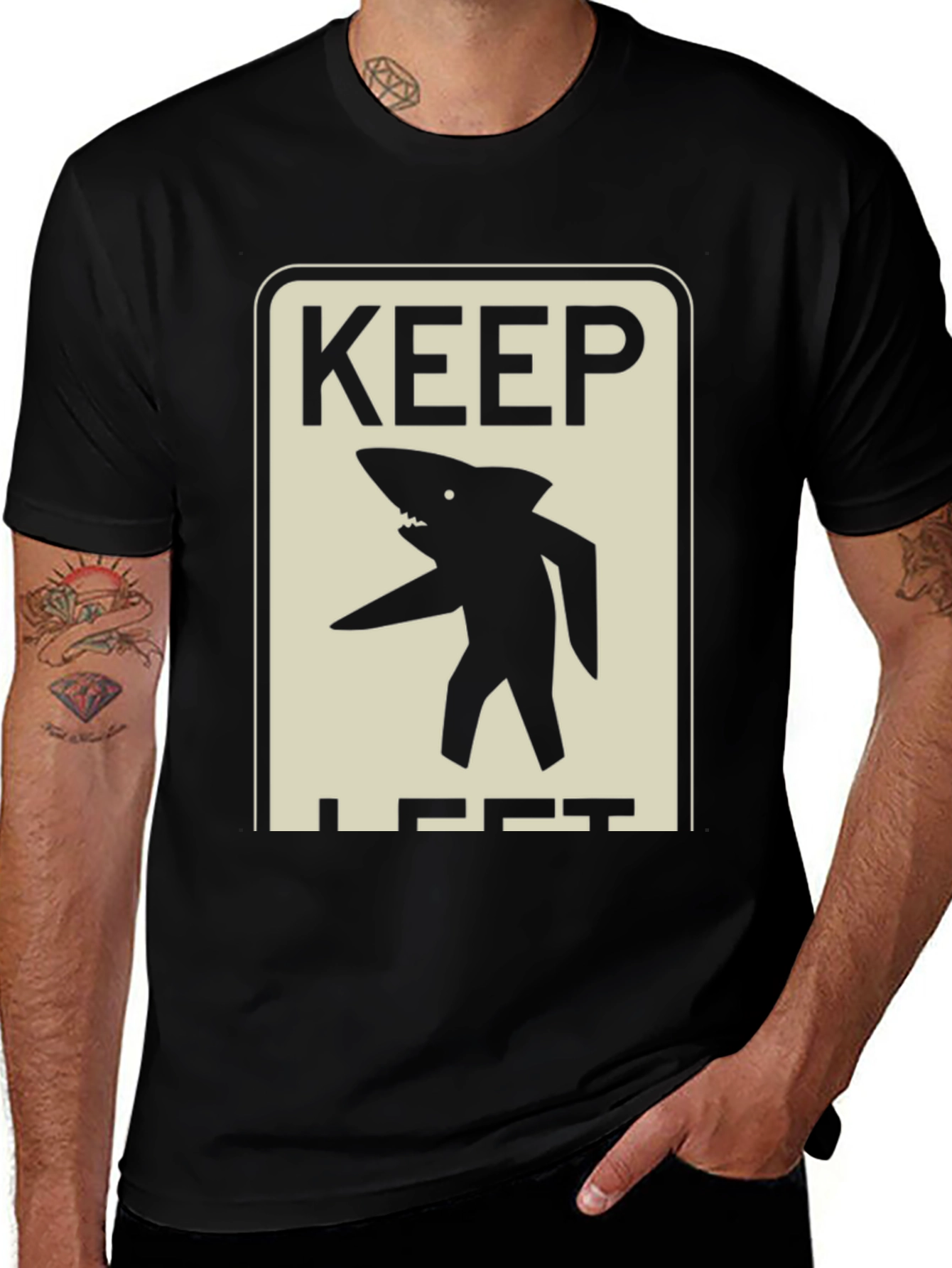 Variant 7 of Keep Left Shark T-Shirt - Funny Novelty Tee