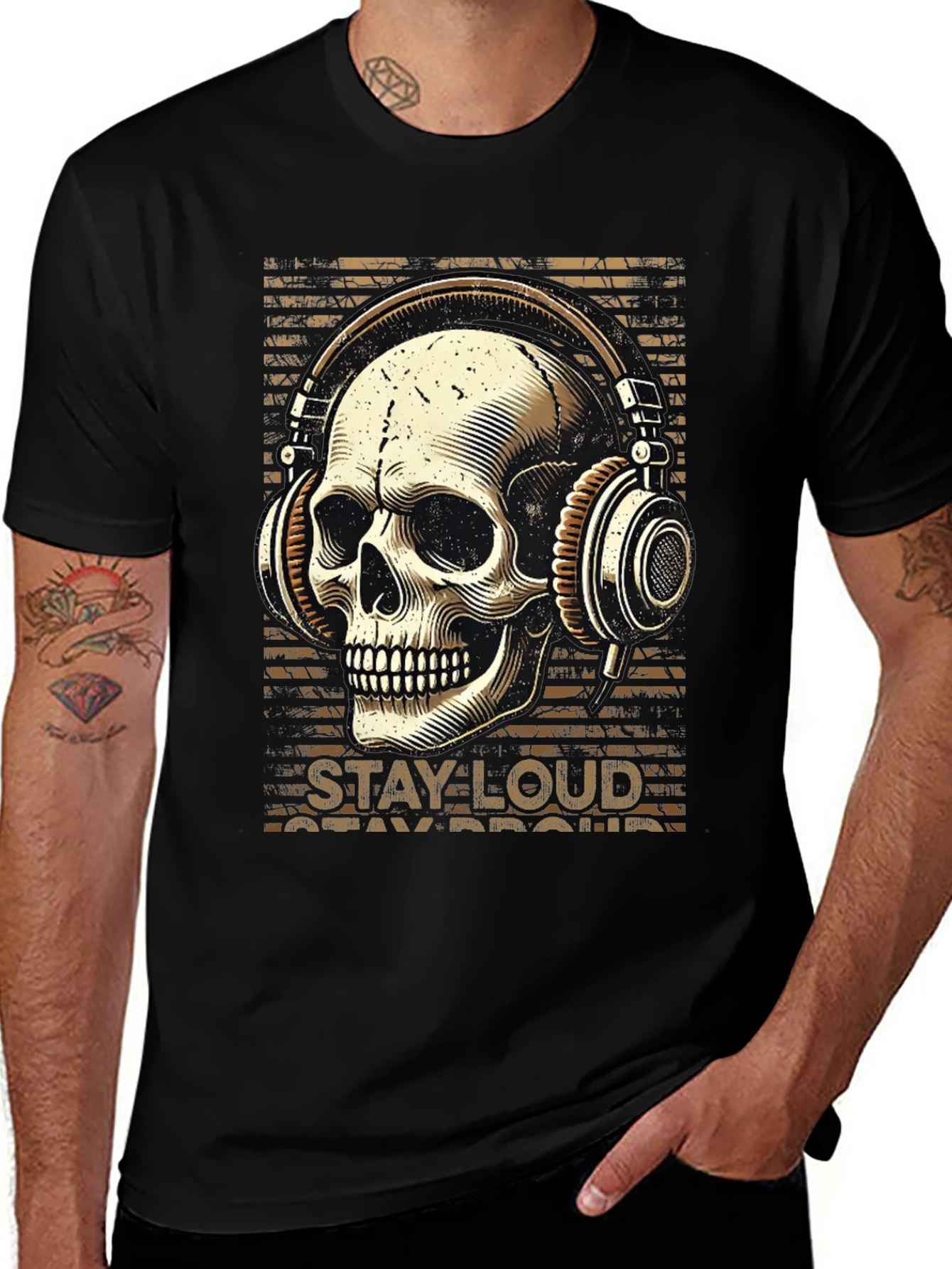Variant 28 of Skull with Headphones Graphic T-Shirt - Stay Loud