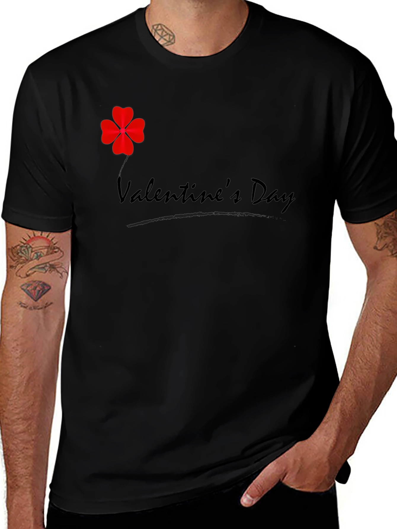 Variant 4 of Valentine's Day Clover T-Shirt - Men's Black Tee
