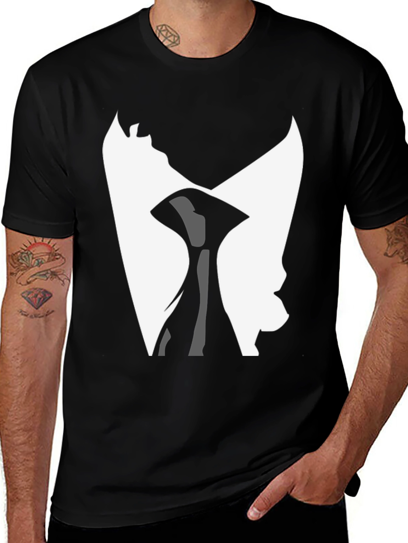Variant 2 of Abstract Face Graphic Tee - Modern Black T-Shirt