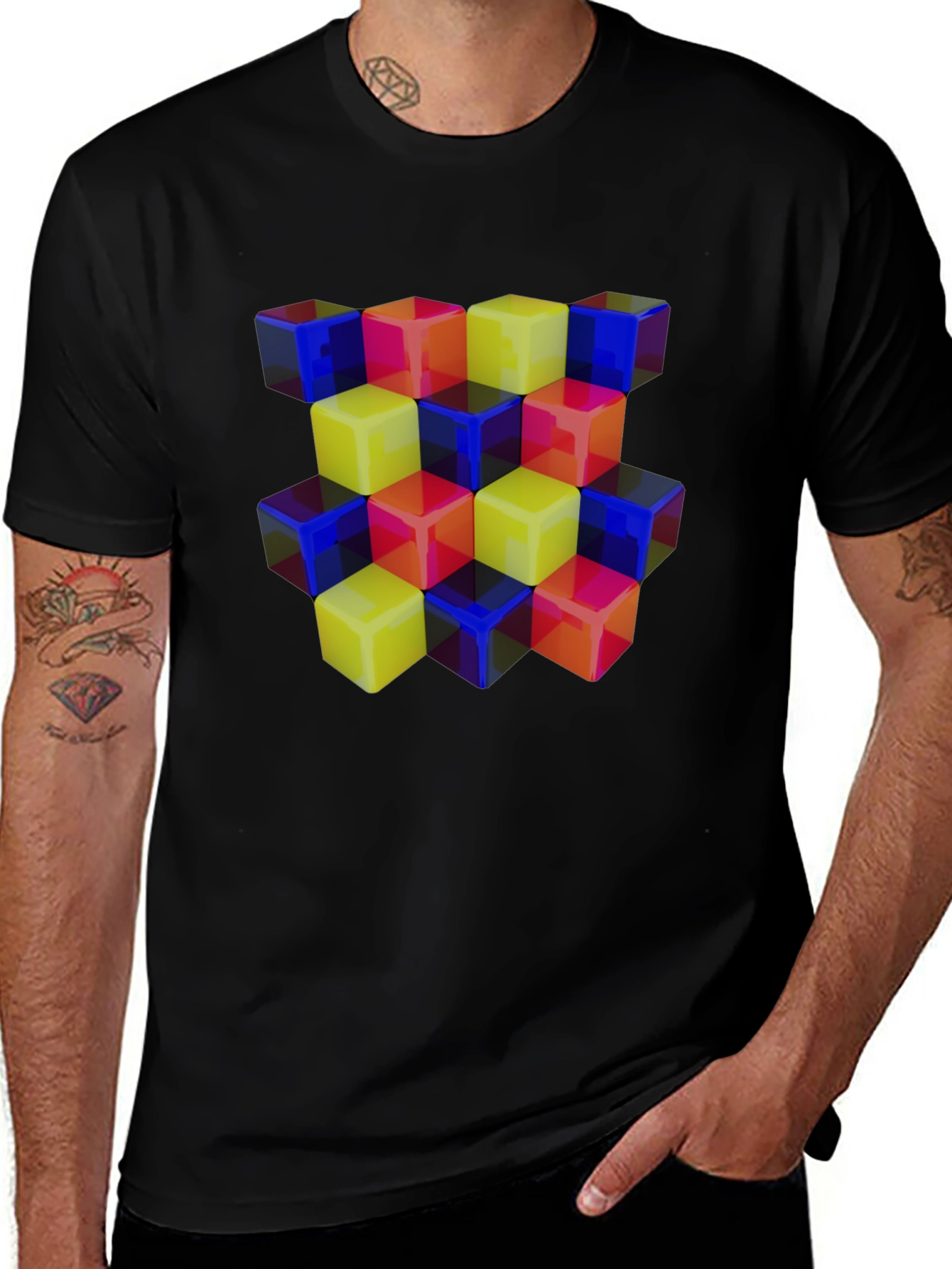 Variant 5 of Colorful Cubes T-Shirt - Funky Geometric Design