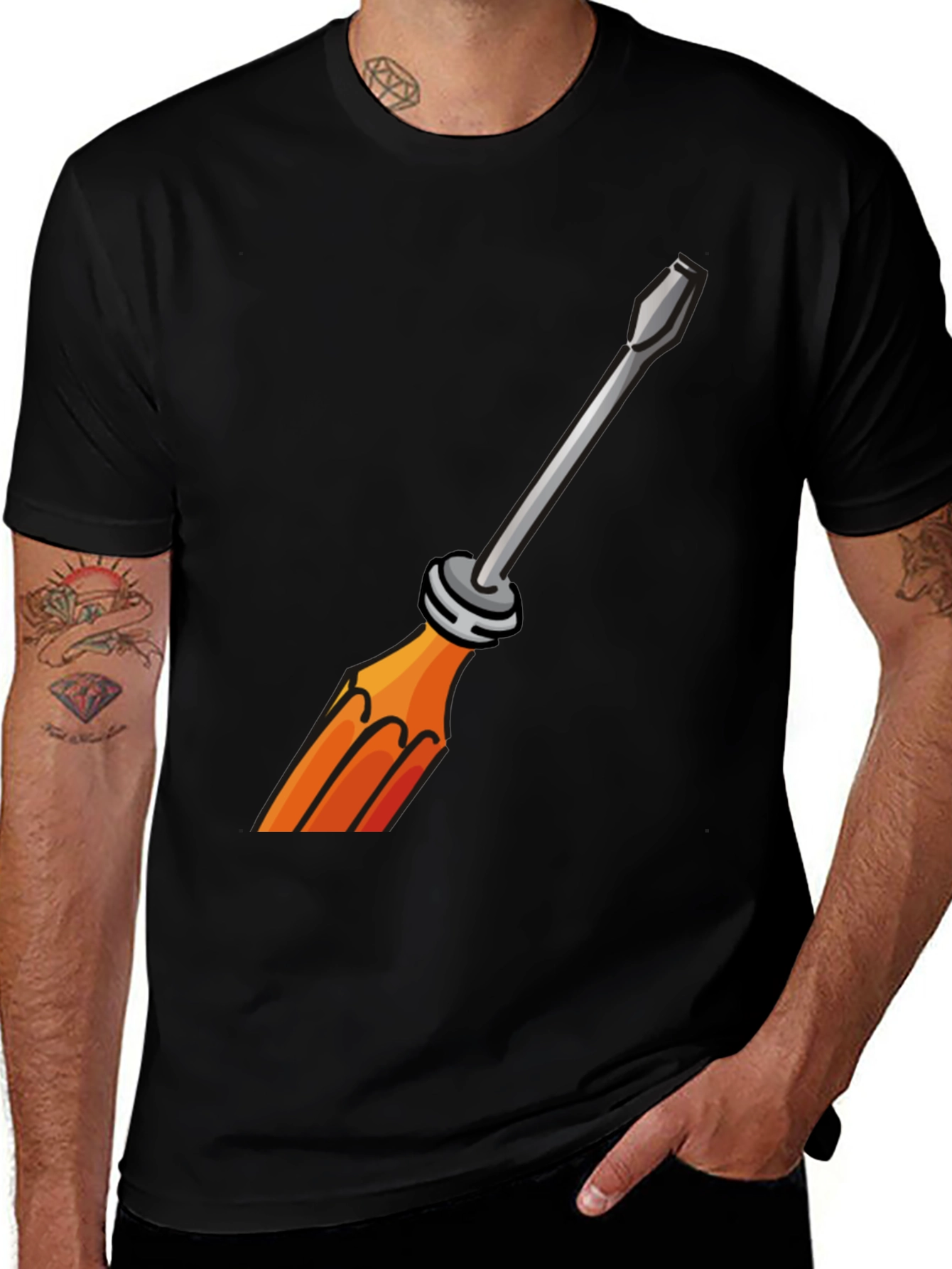 Variant 14 of Screwdriver Graphic Tee - Black Crew Neck T-Shirt