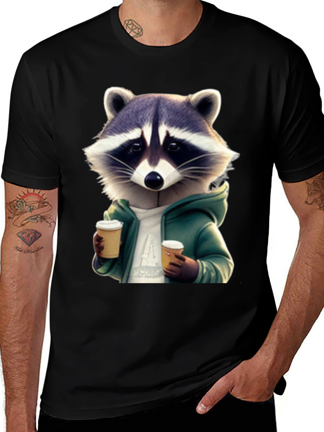 Variant 3 of Coffee Raccoon Black T-Shirt
