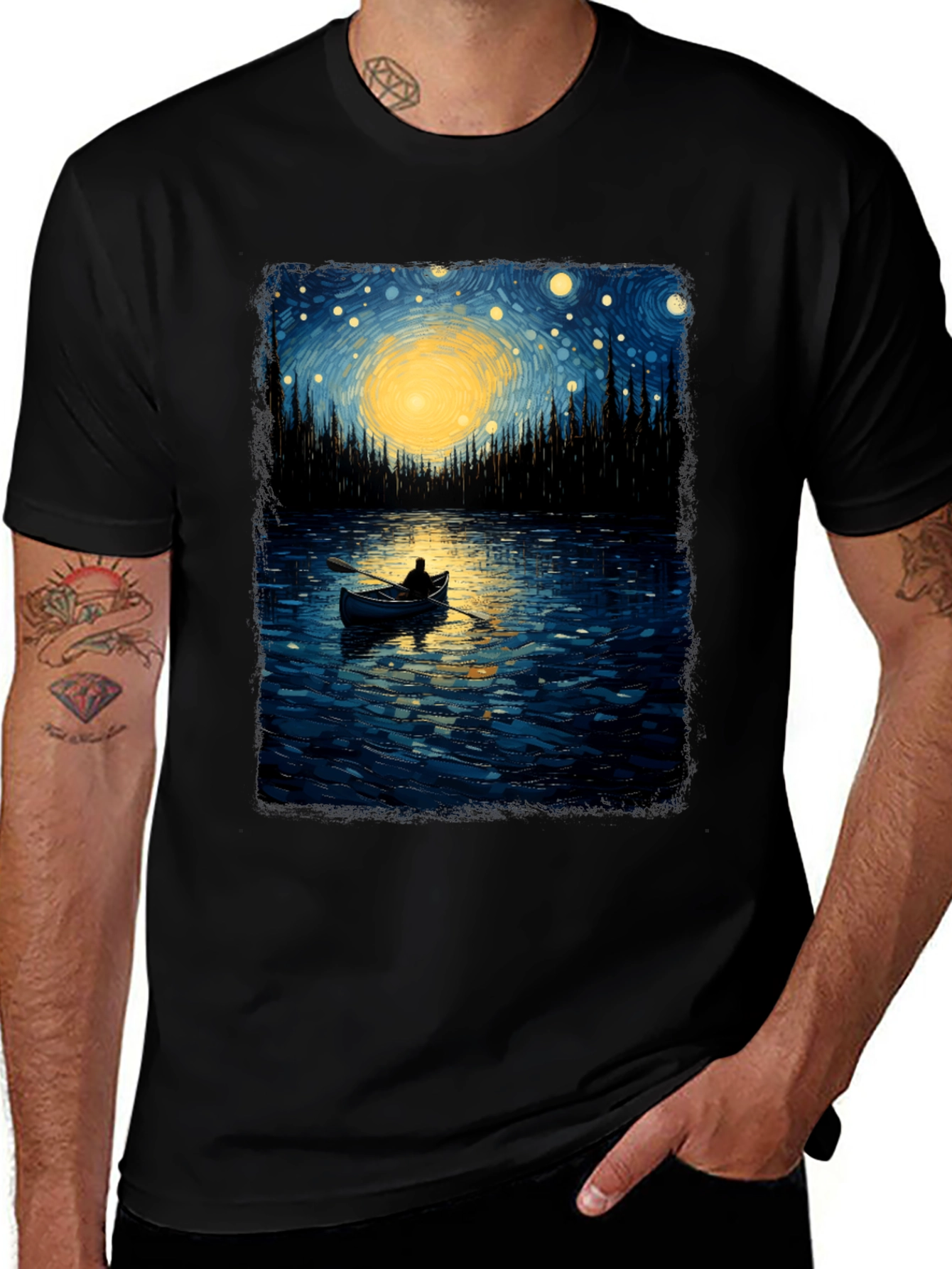 Variant 8 of Starry Night Lake T-Shirt