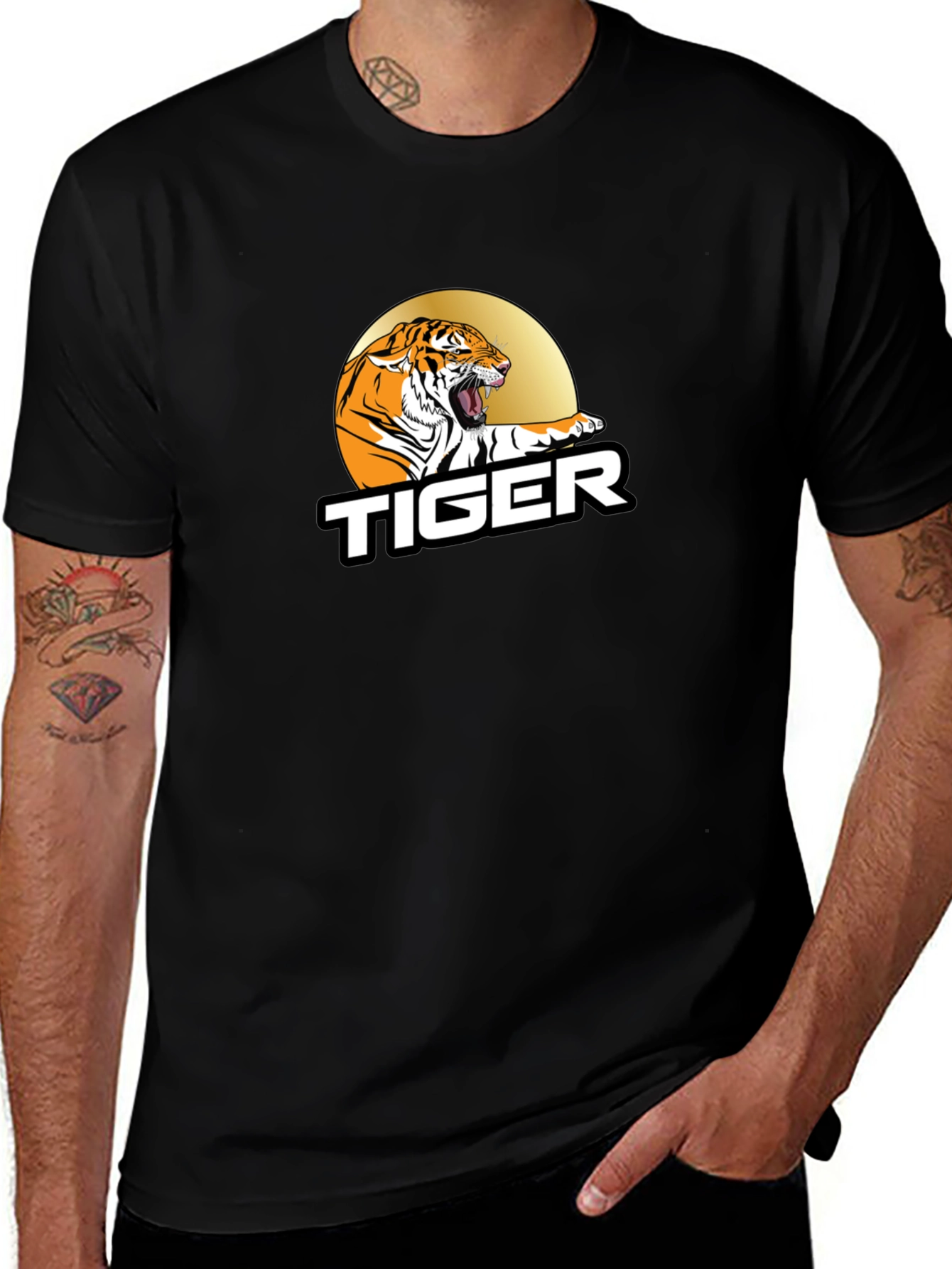 Variant 25 of Cool Tiger Graphic Black T-Shirt