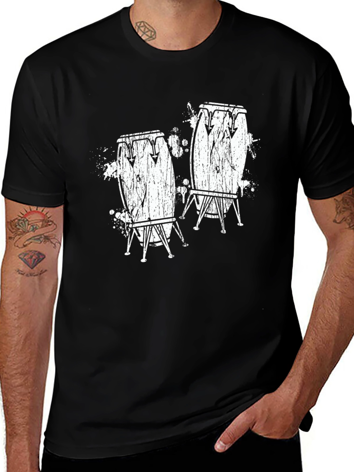 Variant 10 of Conga Drum Graphic T-Shirt - Black