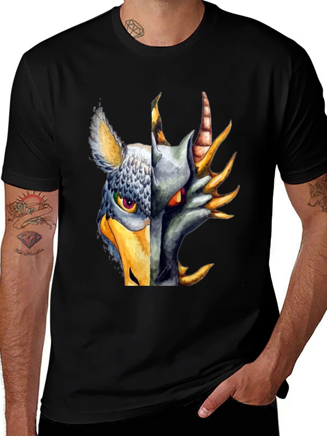 Griffin & Dragon Graphic Black T-Shirt