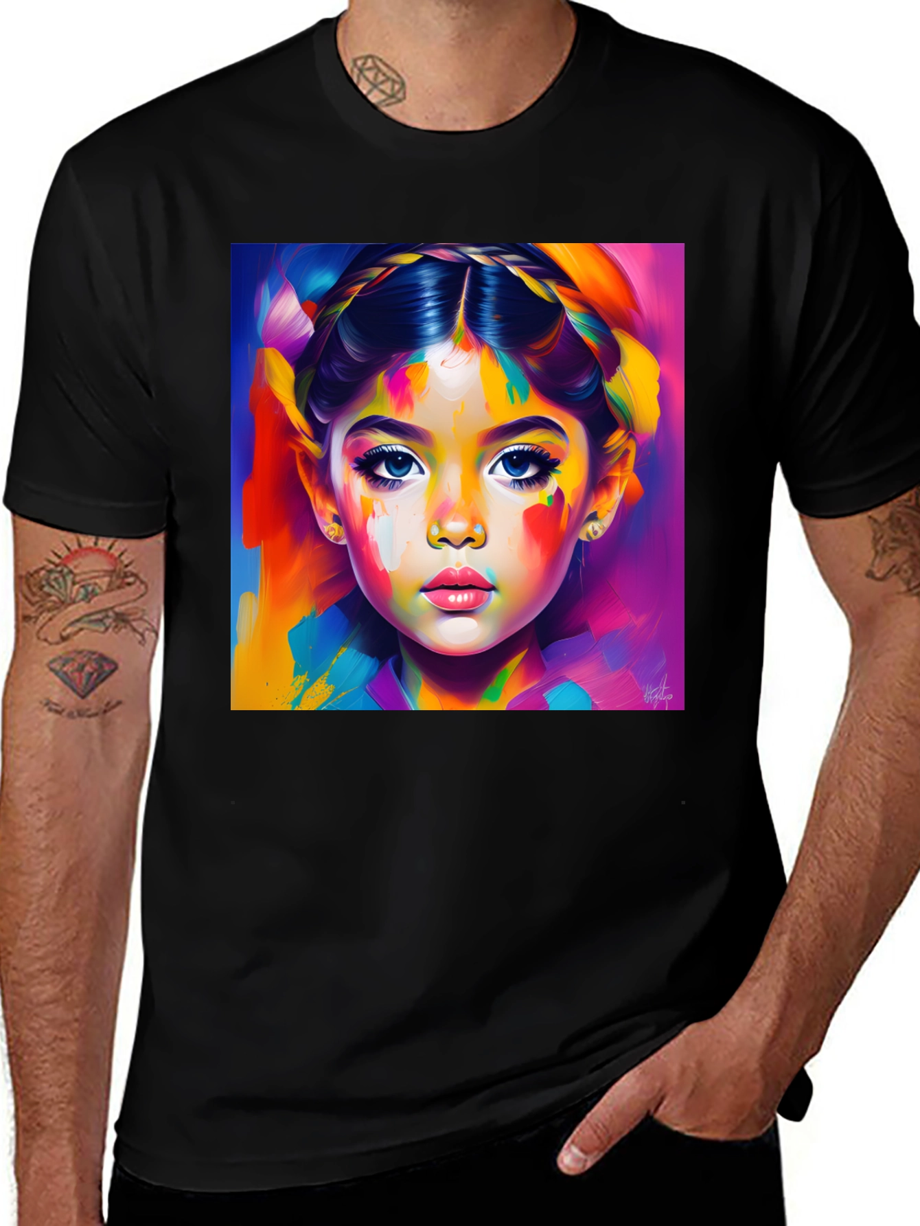 Variant 26 of Colorful Girl Portrait Graphic Tee