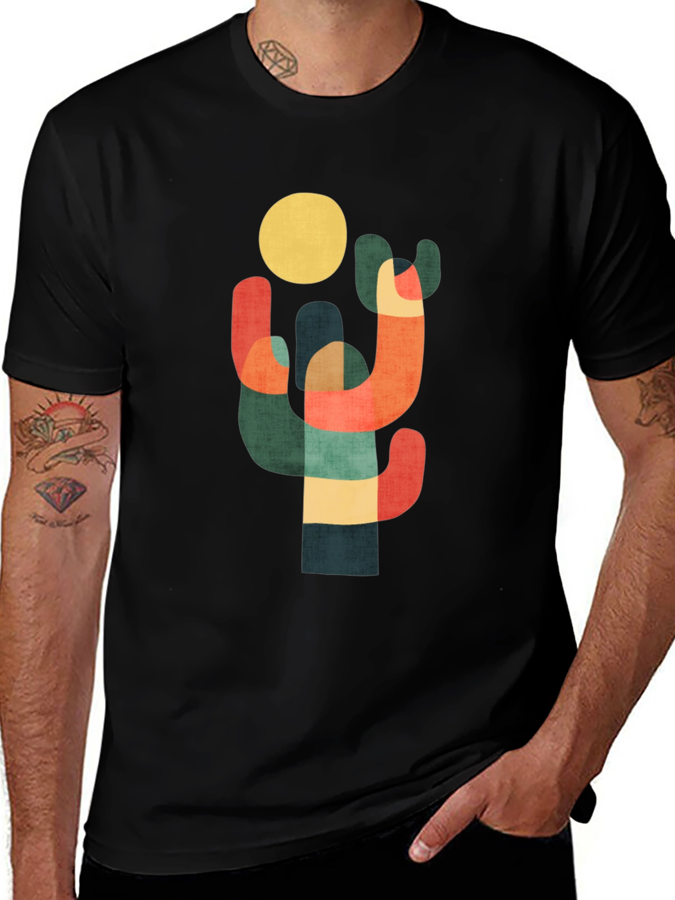 Variant 12 of Abstract Cactus Graphic Tee - Modern Desert Style