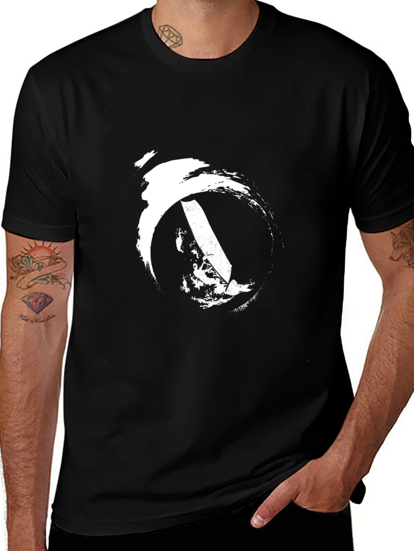 Variant 3 of Modern Graphic T-Shirt - Abstract Sword Design