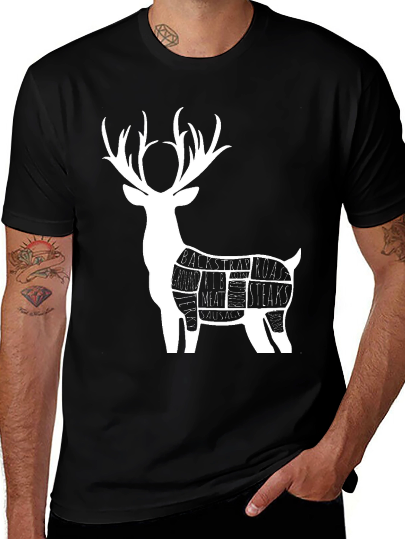Variant 23 of Deer Meat Cuts Graphic T-Shirt